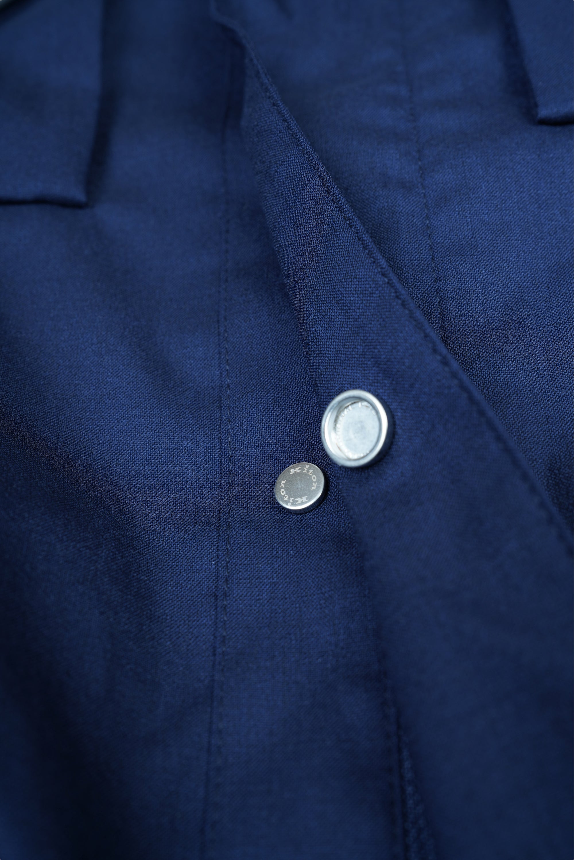 Kiton shirt jacket jacket men wool blue with press studs and concealed zip