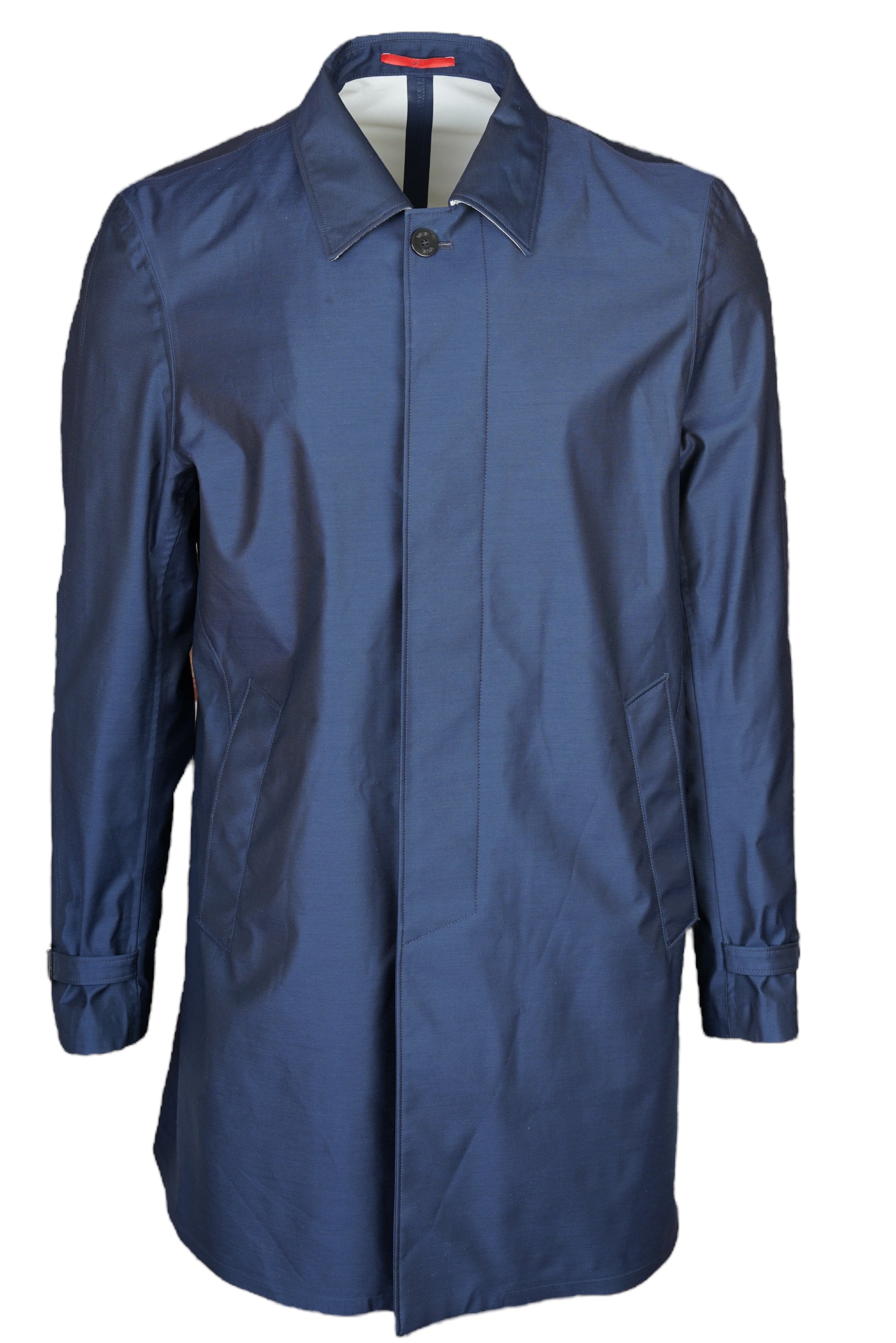 Isaia manteau trench-coat laine nylon bleu