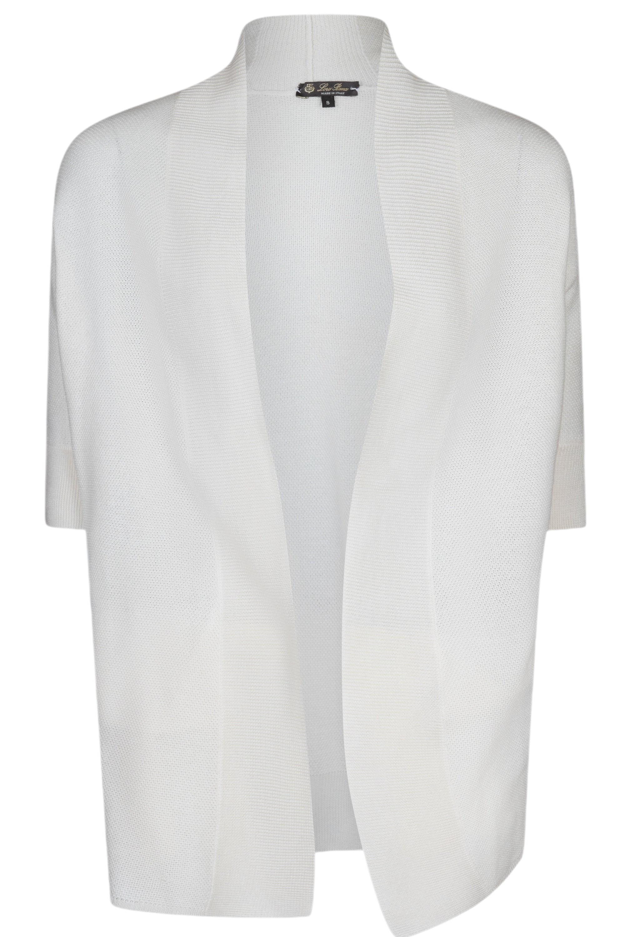 Loro Piana cardigan blanc cachemire/soie femme manches courtes
