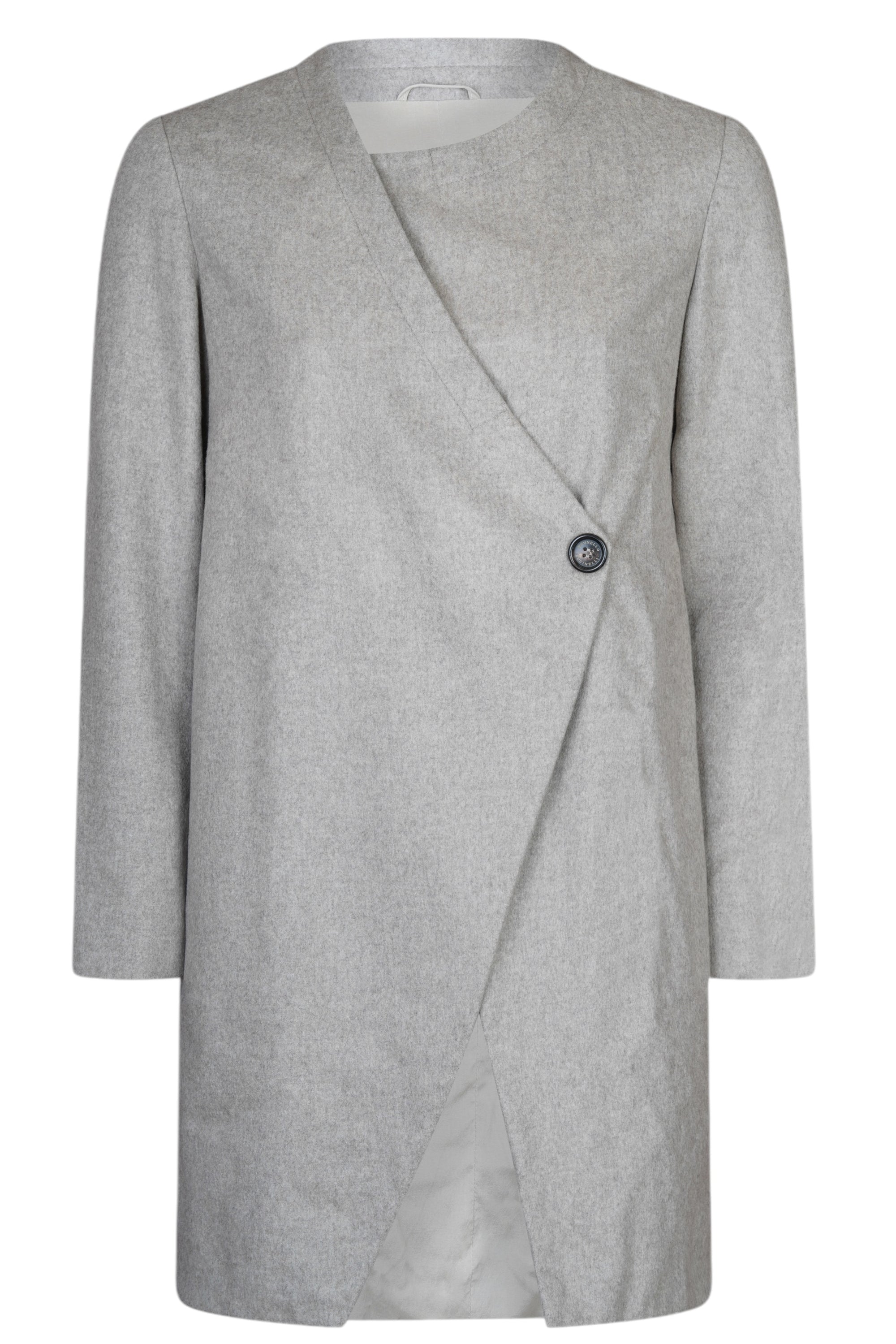Brunello Cucinelli Manteau Cachemire Femme Marron Incrustation de soie