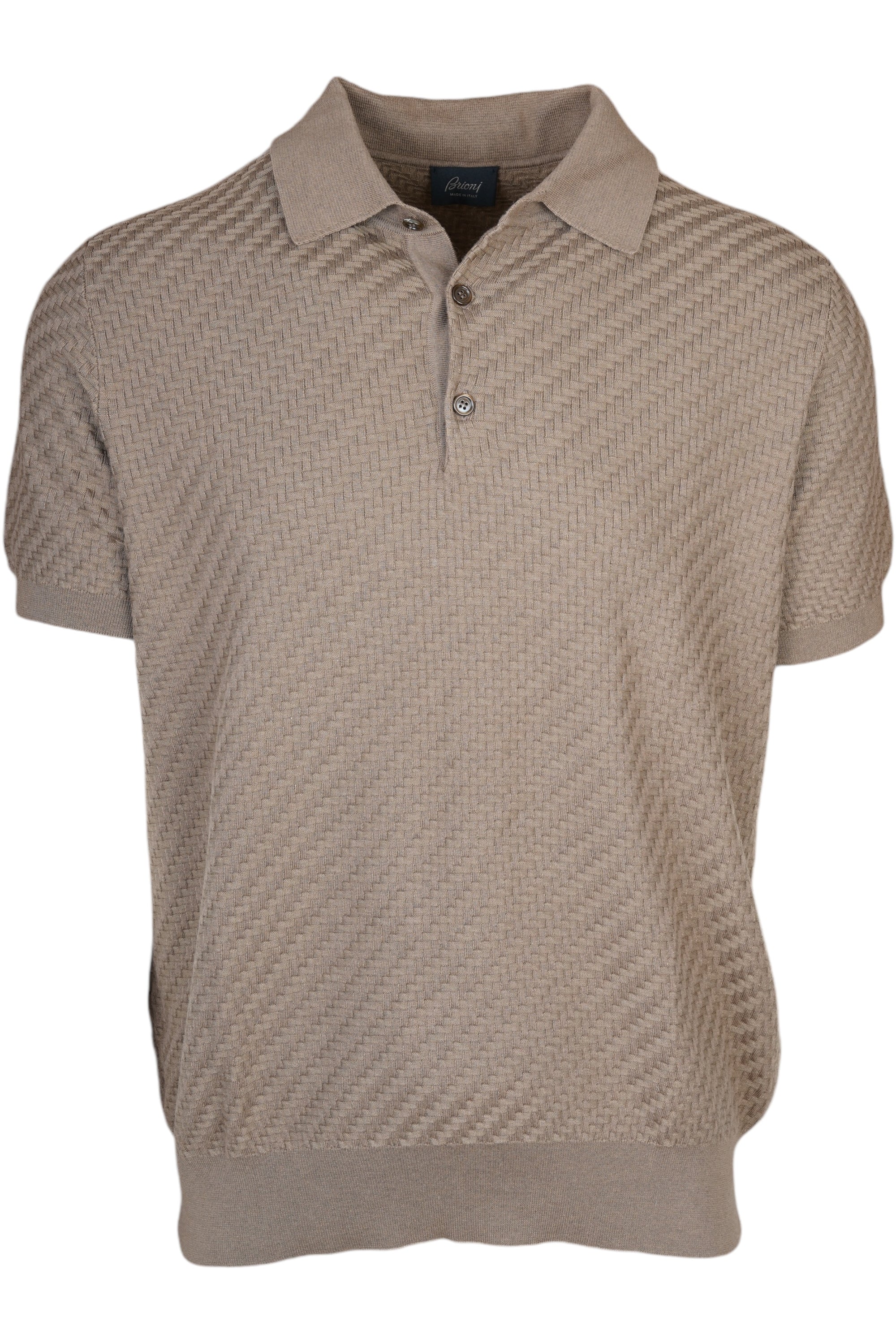Brioni-Poloshirt aus Baumwoll-Seiden-Kaschmir-Gemisch mit Trama-Webmuster braun
