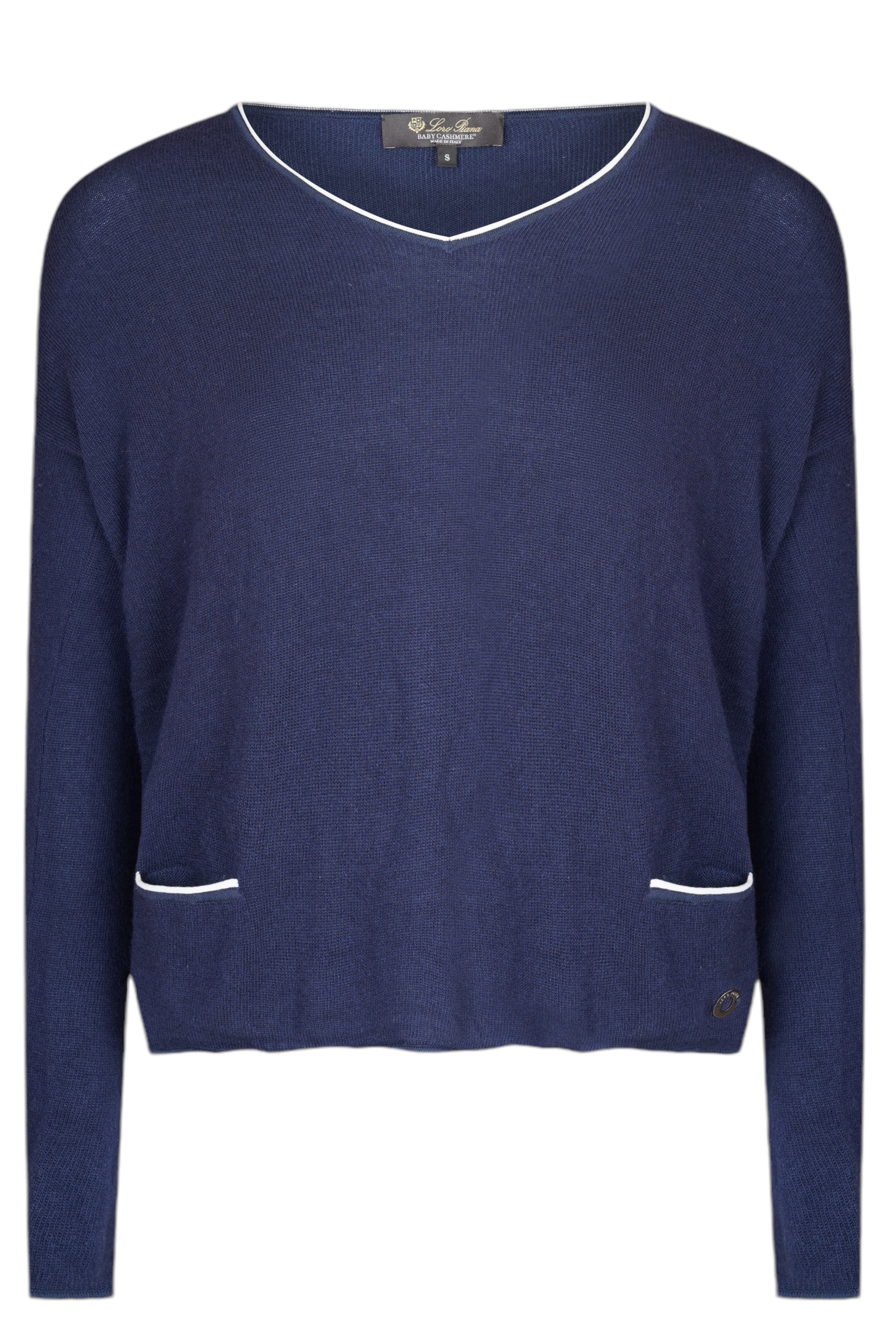 Loro Piana Pull ras du cou pour femme en baby cachemire et soie avec coutures contrastées