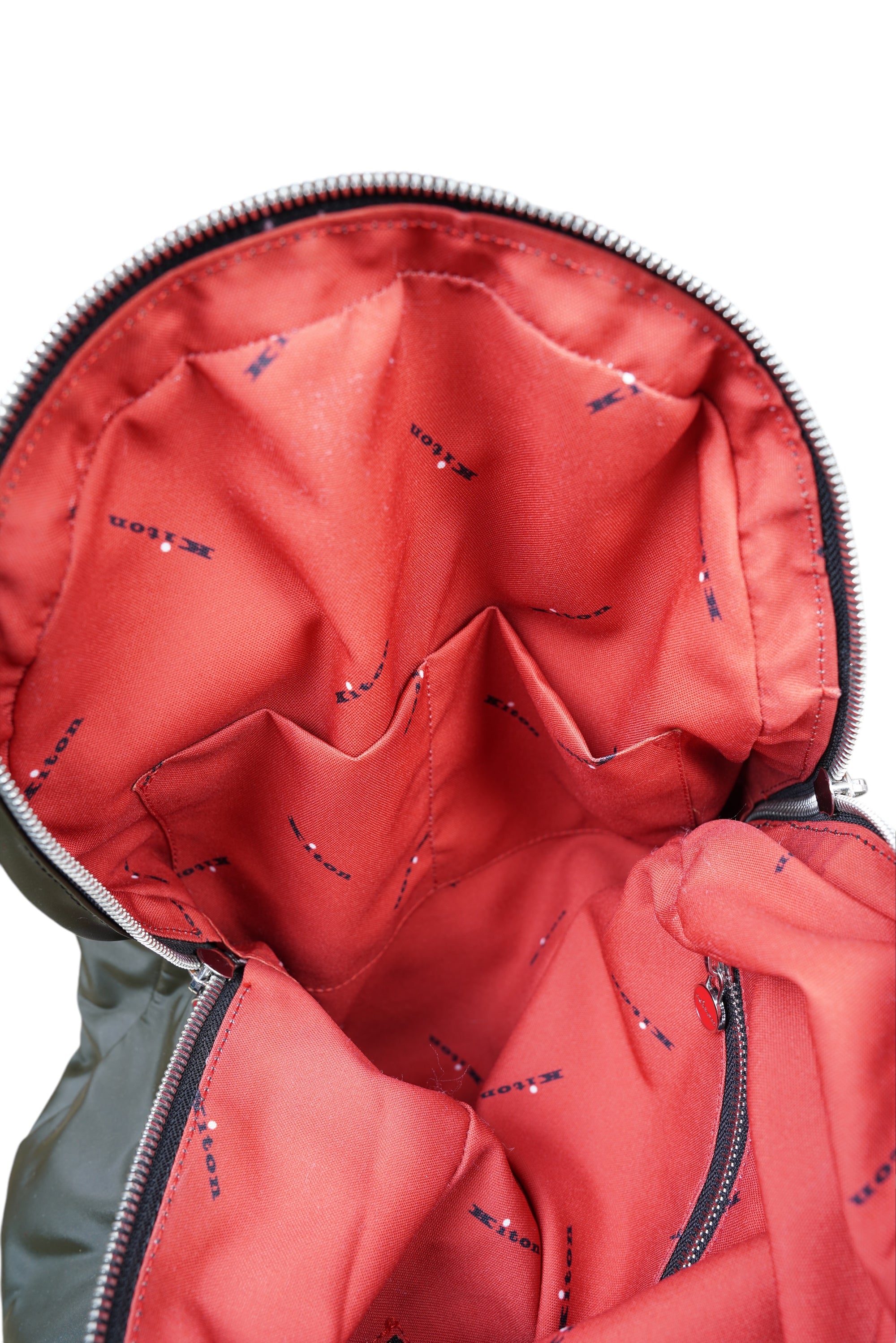 Kiton Rucksack Backpack Nylon militärgrün mit Lederdetails