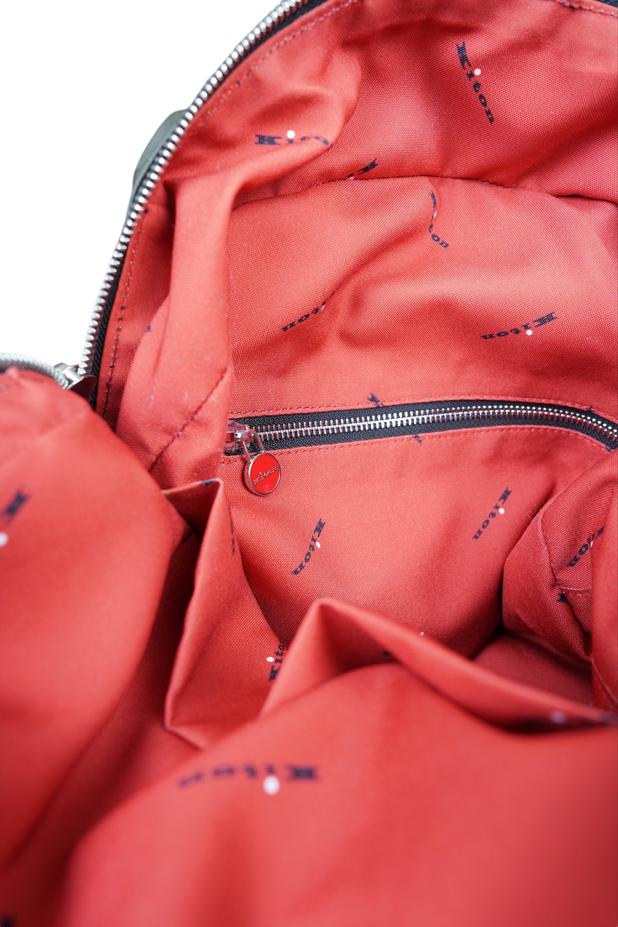 Kiton Rucksack Backpack Nylon militärgrün mit Lederdetails