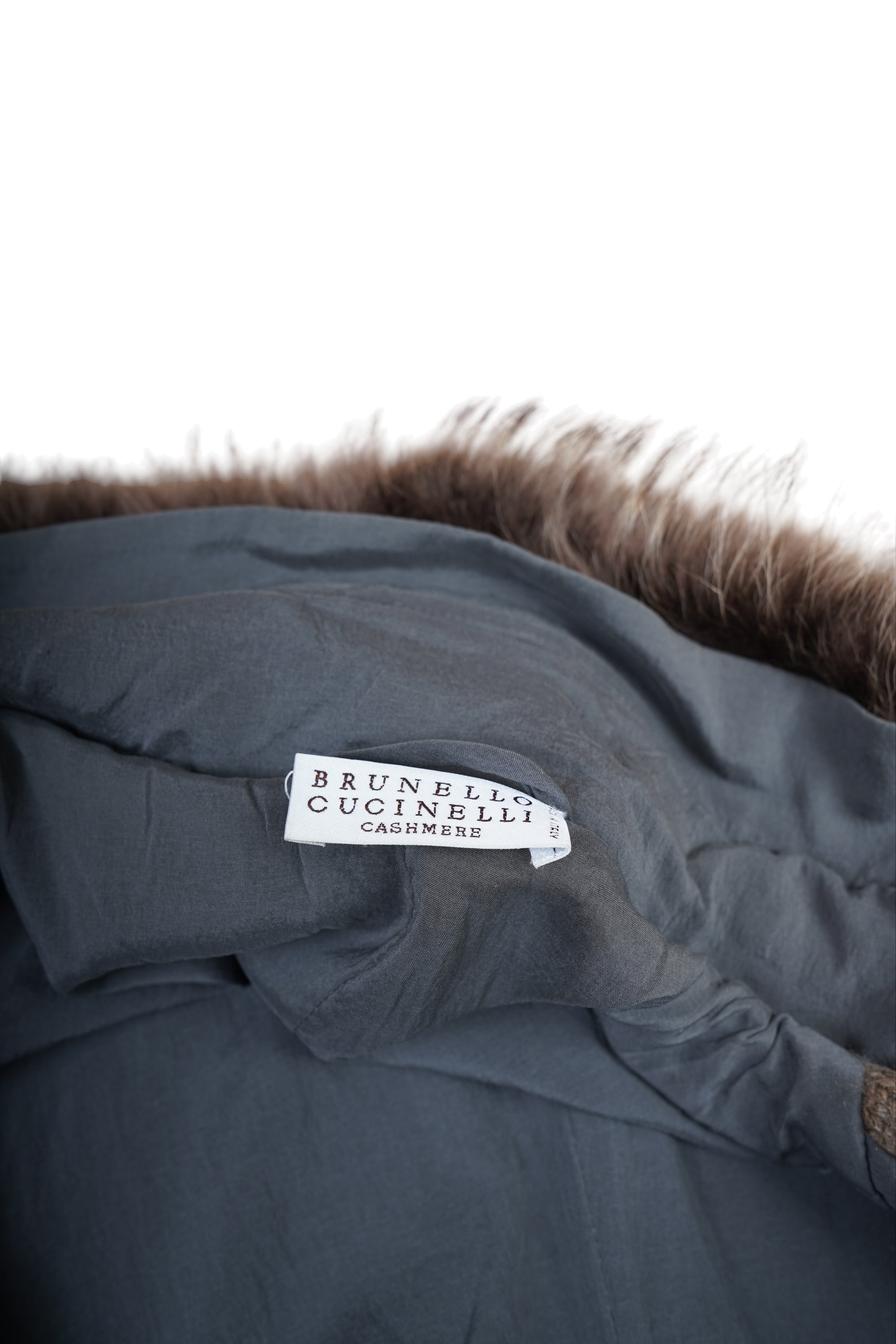 Brunello Cucinelli Mantel Kaschmir mit Fellkragen L/XL Damen Langmantel 38/40 (D)