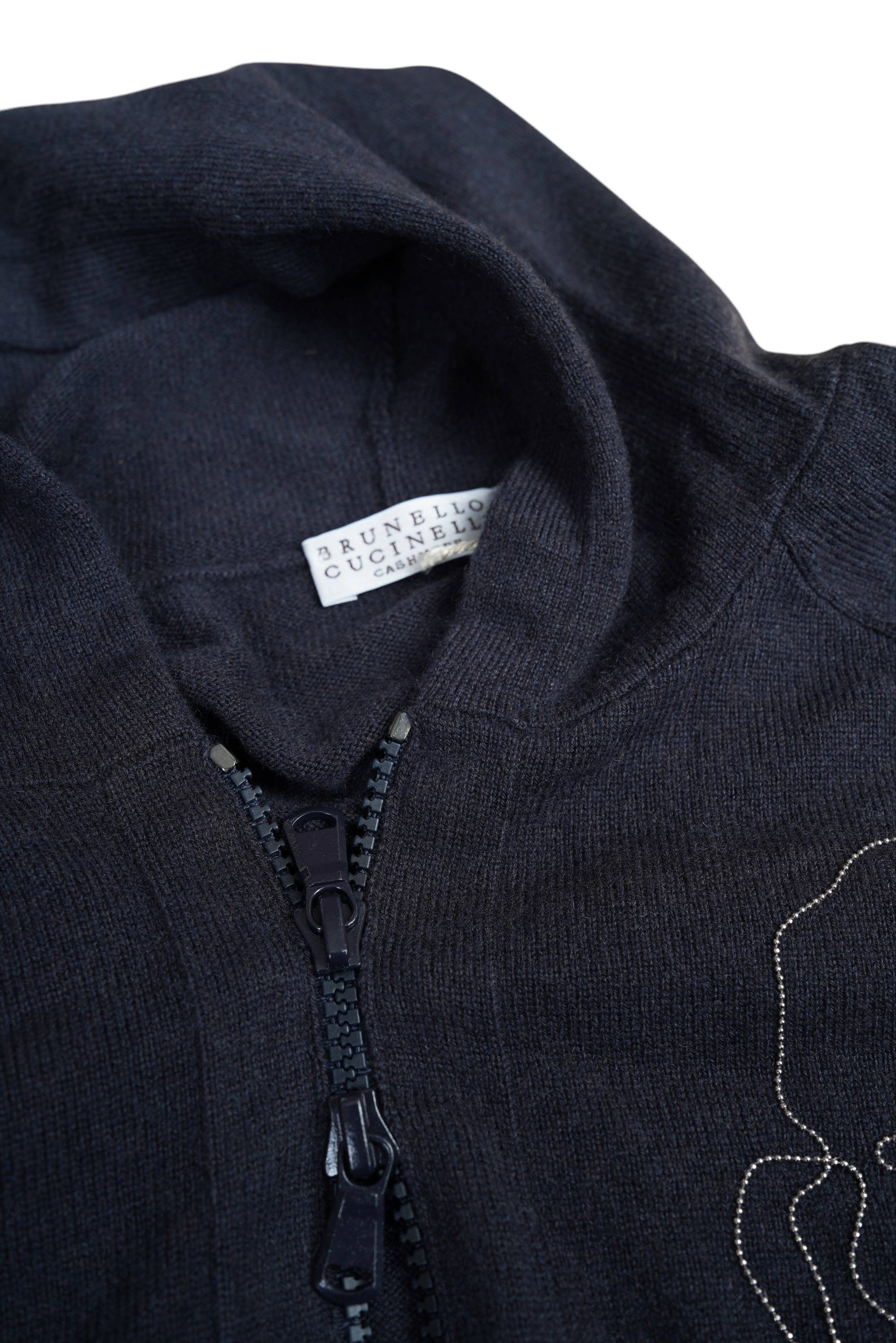 Brunello Cucinelli Cardigan Kaschmir mit Monli Applikation Strickjacke Ponchostil dunkelblau