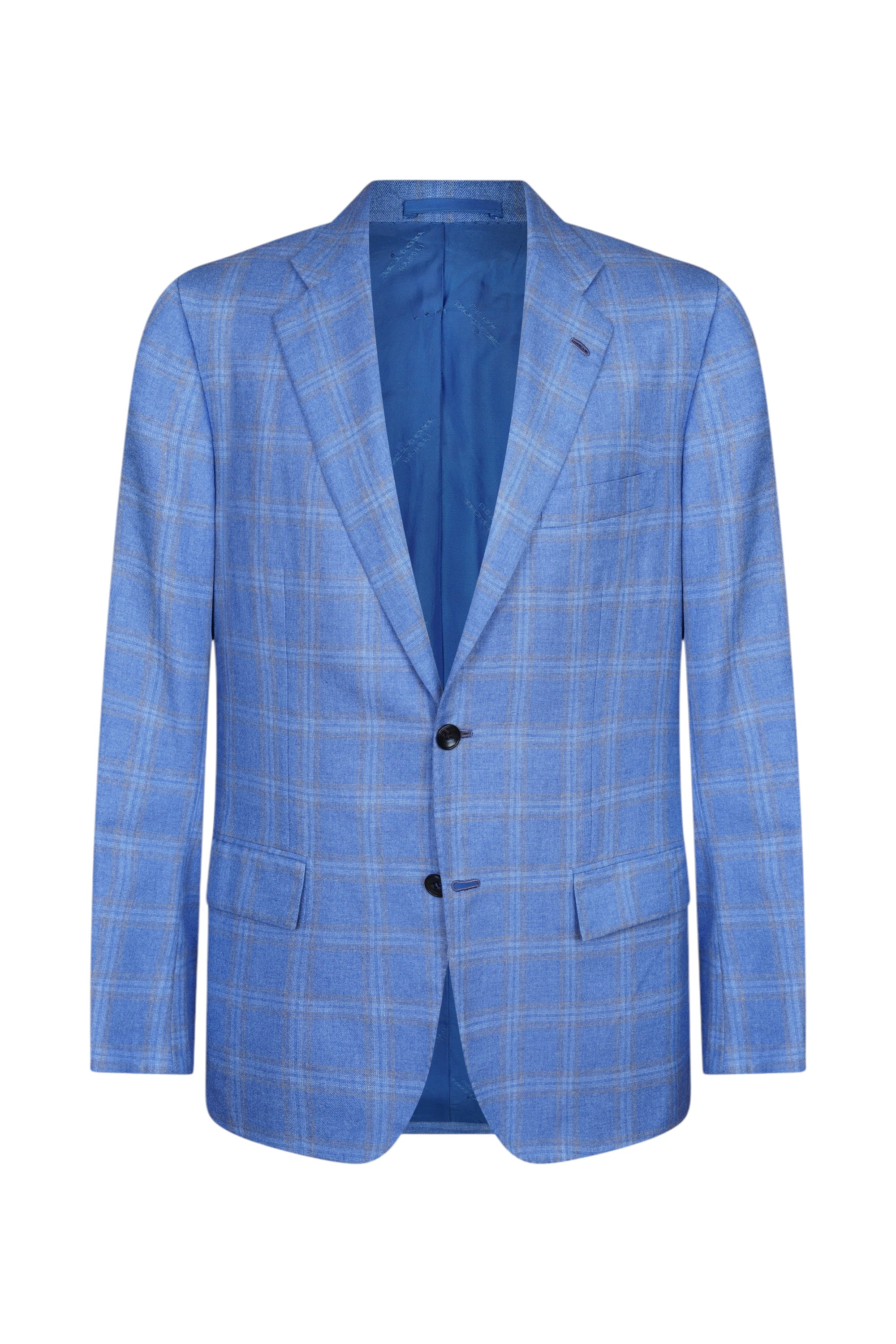 Kiton Jacke Blazer Seide und Kaschmir blau kariert