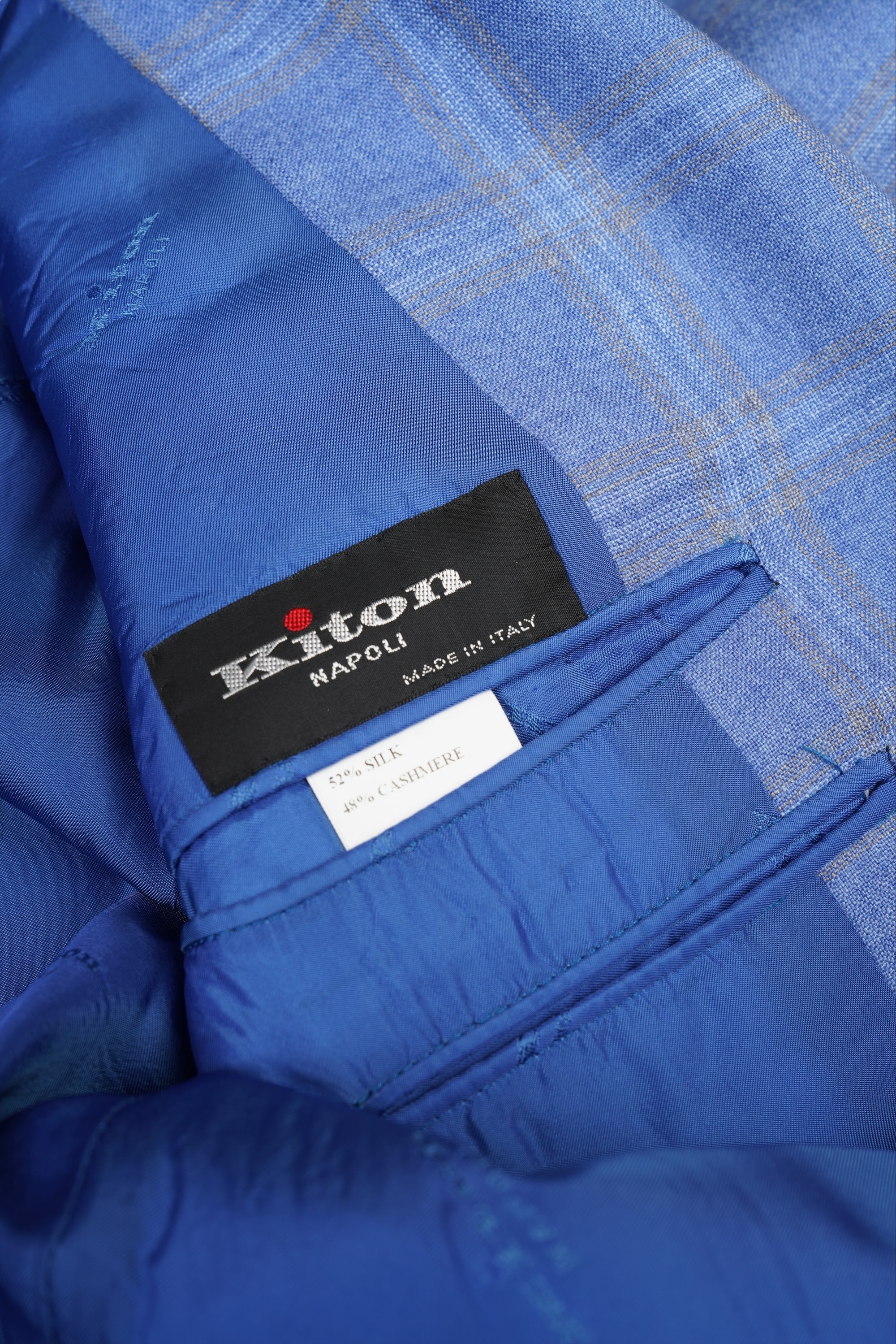 Kiton Jacke Blazer Seide und Kaschmir blau kariert