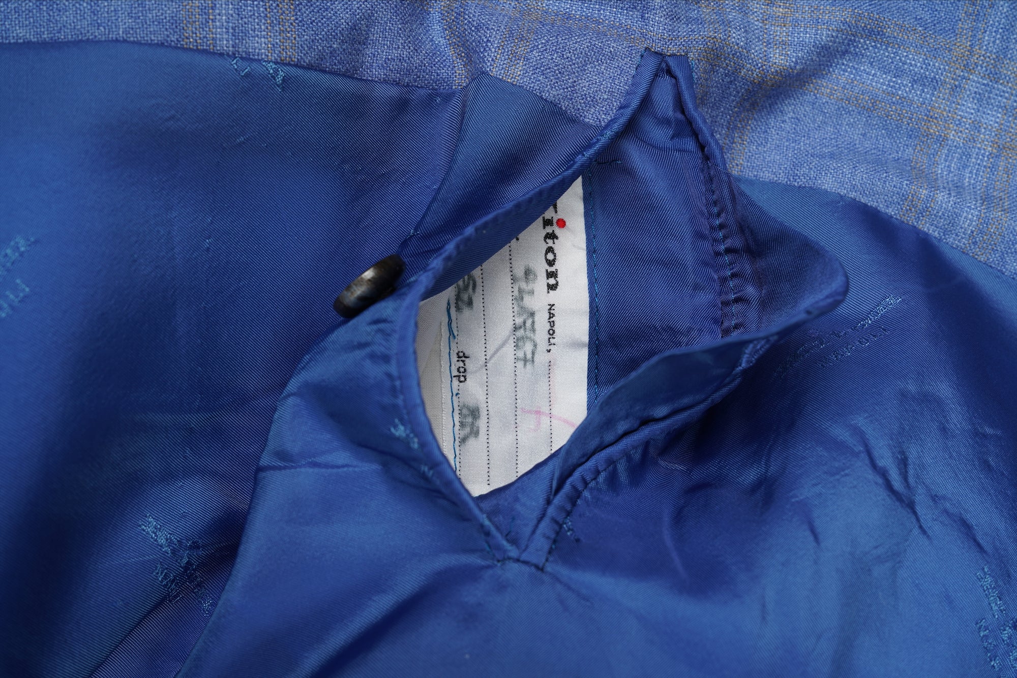 Kiton Jacke Blazer Seide und Kaschmir blau kariert