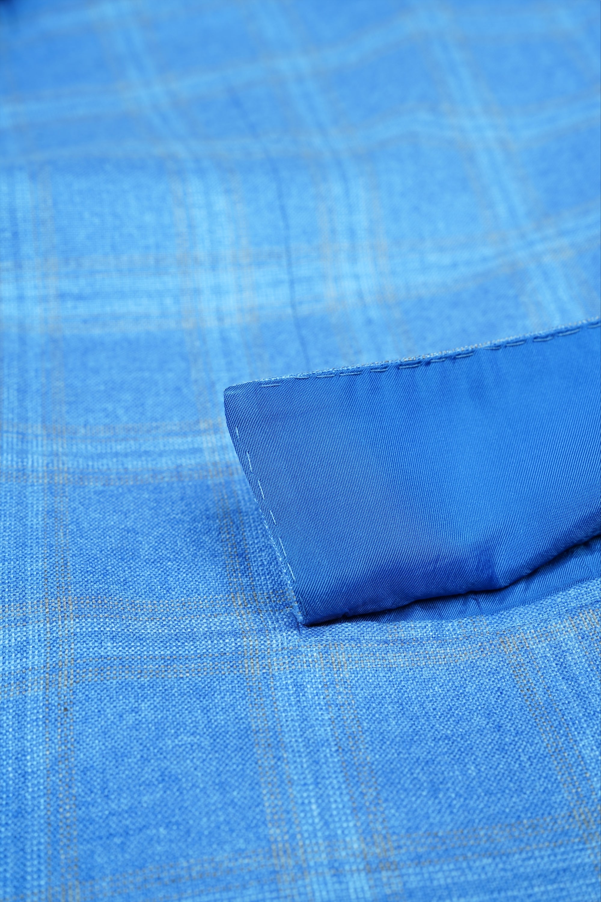 Kiton Jacke Blazer Seide und Kaschmir blau kariert