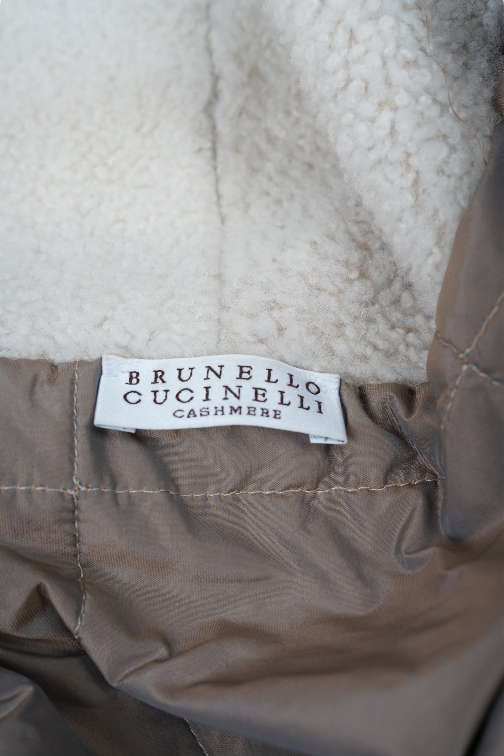 Brunello Cucinelli Manteau Cachemire Femme Marron Incrustation de soie