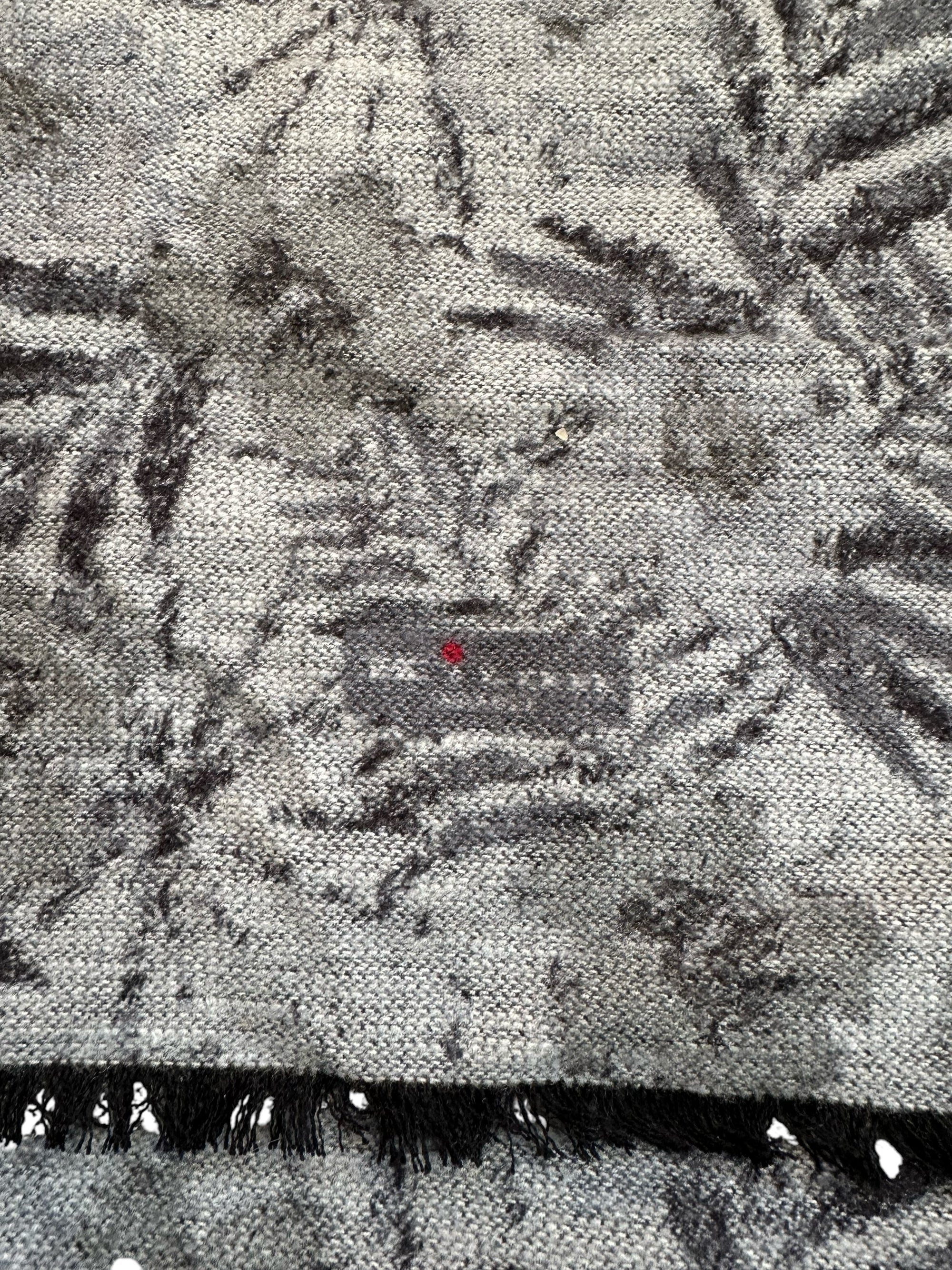Kiton Schal Seide mit Fransen 42x 170 cm florales Muster grau