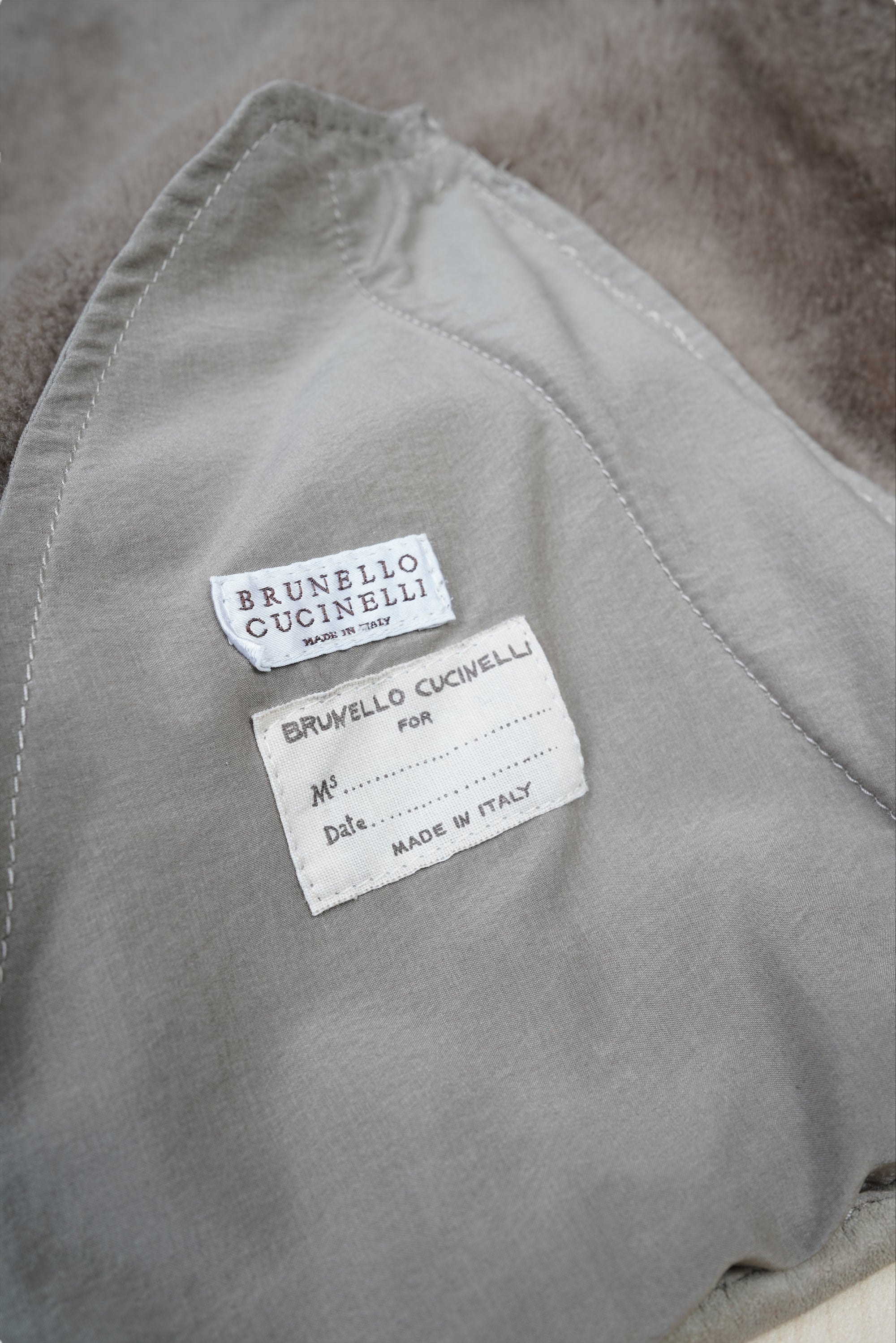 Brunello Cucinelli coat cashmere ladies brown silk insert