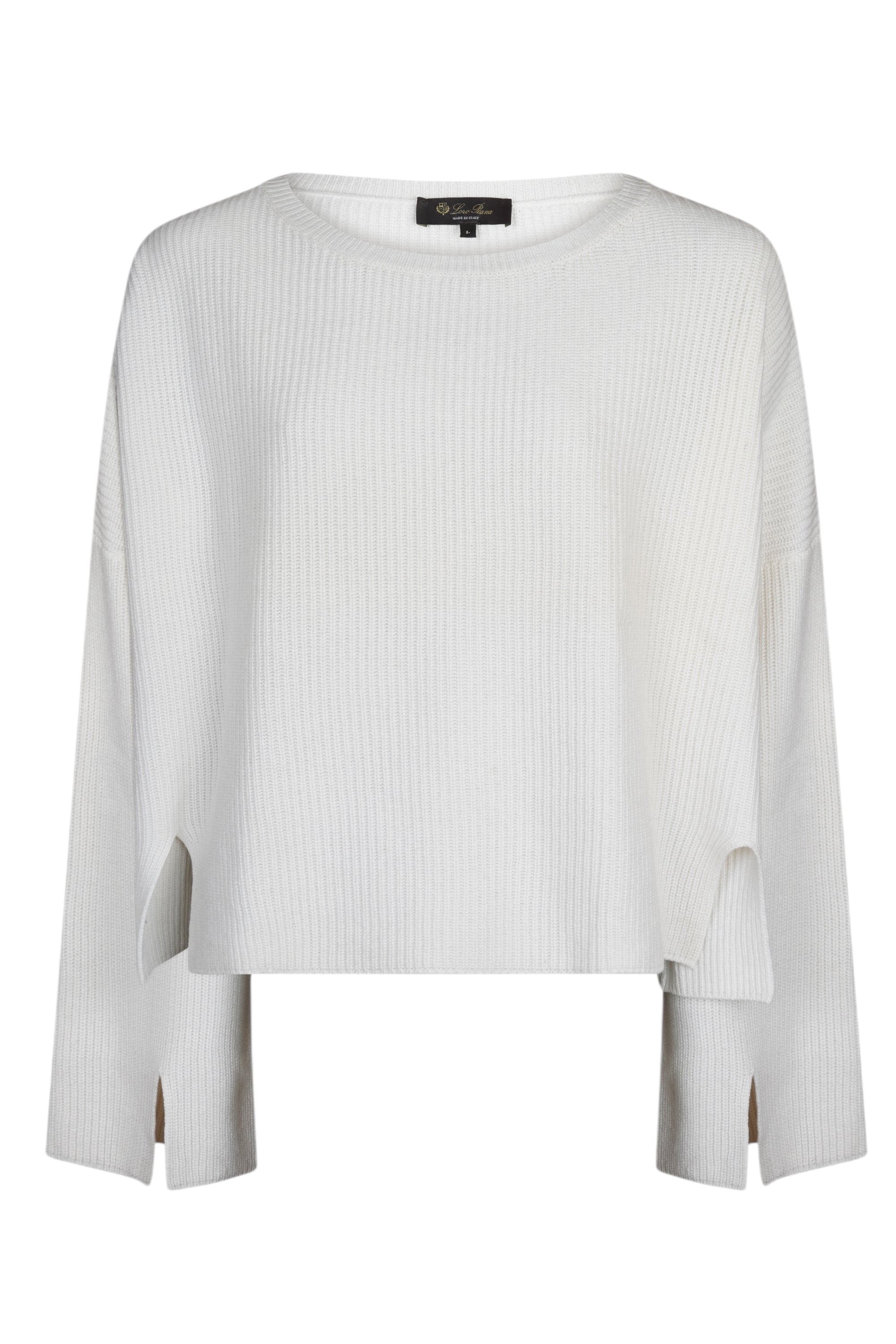 Loro Piana Pullover Damen Kaschmir Oversize Ripstrick beige Rundhals