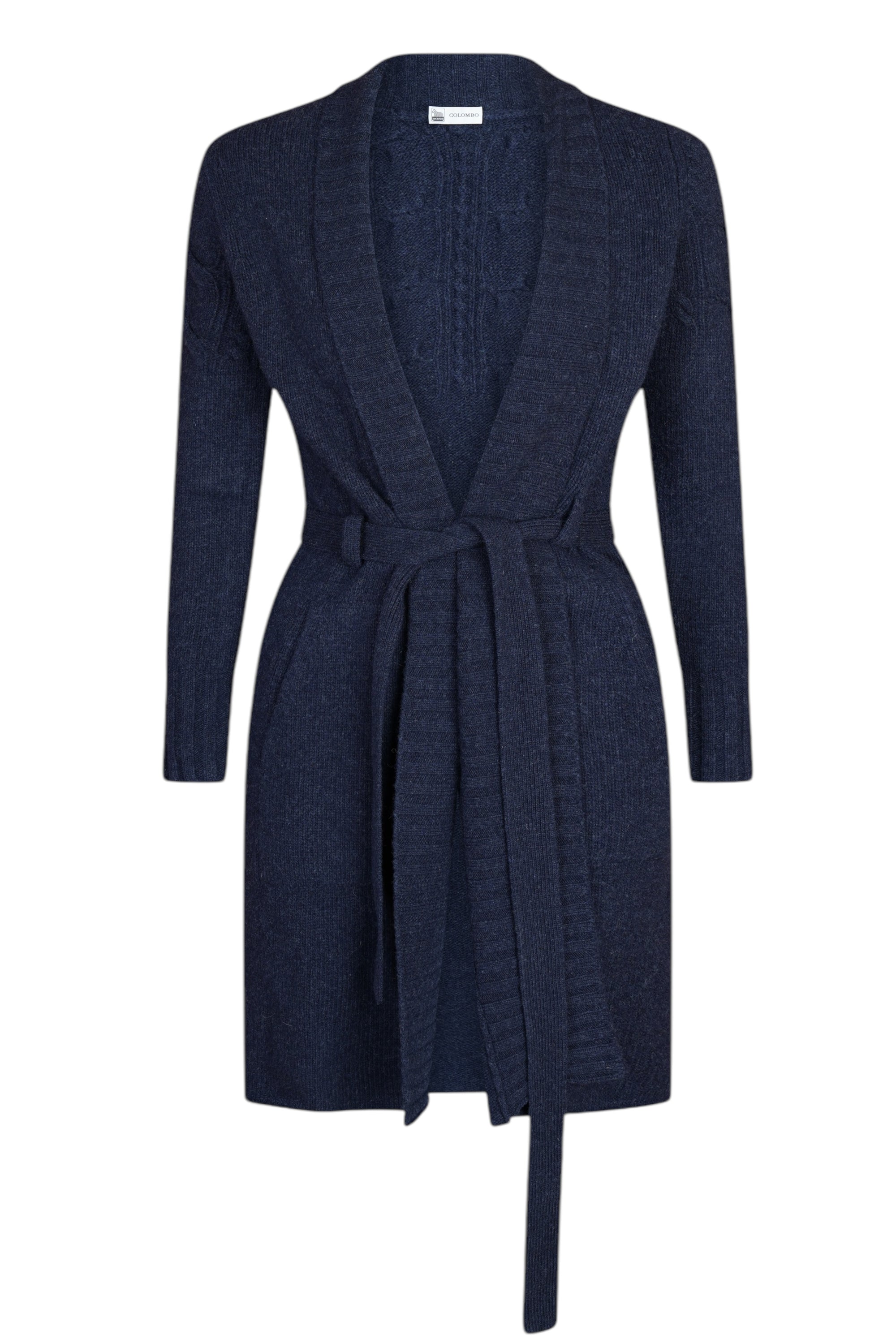 Lanificio Colombo Damen Strickjacke Cardigan Strickkleid Wolle blau