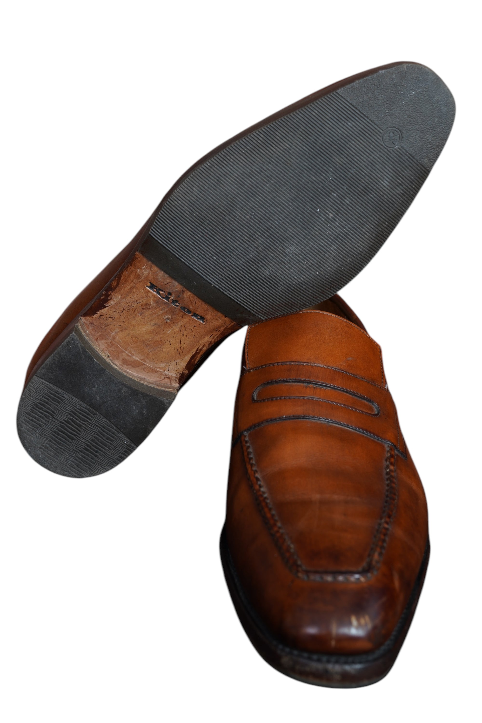 Kiton Schuh Loafer Leder braun handgefertigt Herren