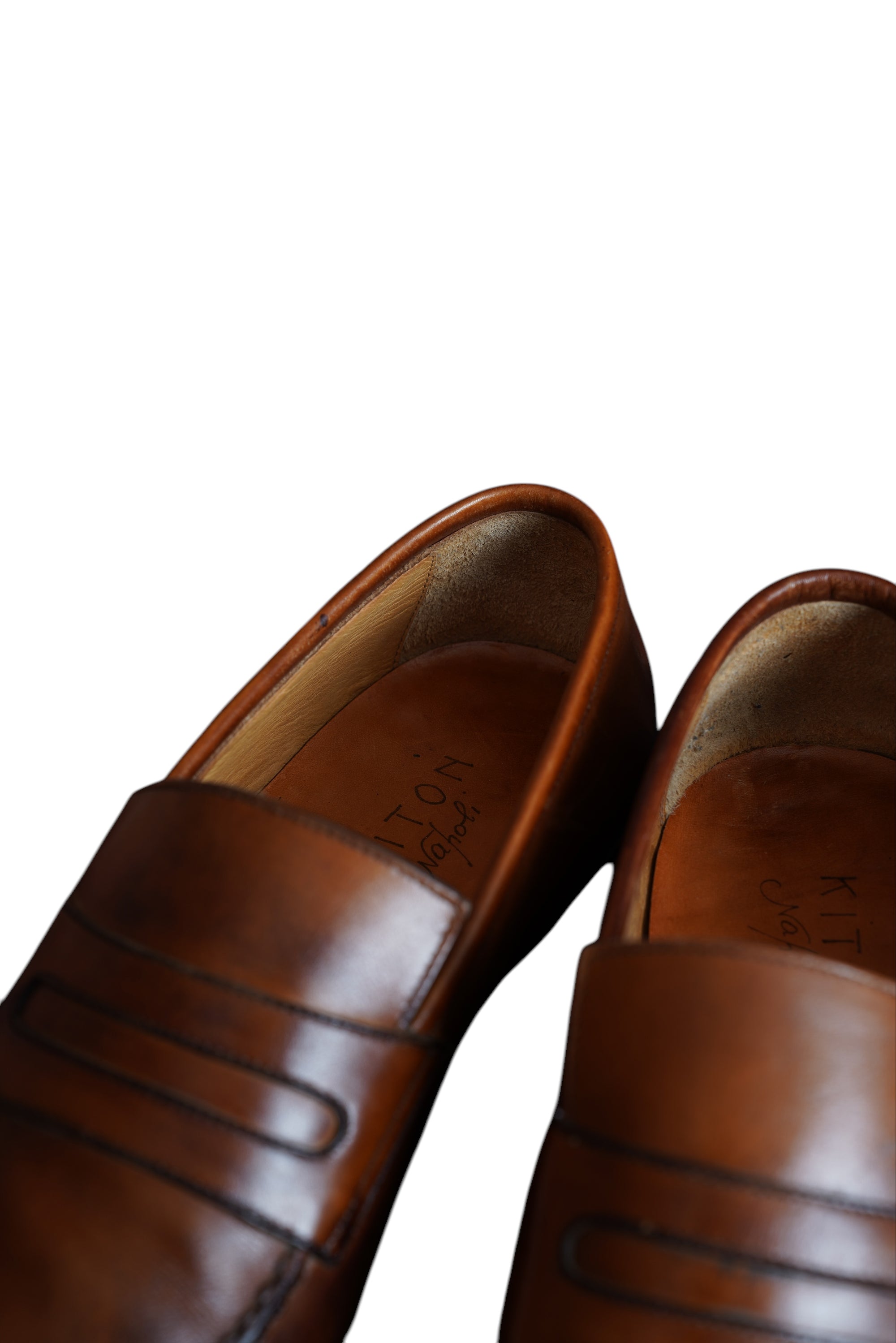 Kiton Schuh Loafer Leder braun handgefertigt Herren