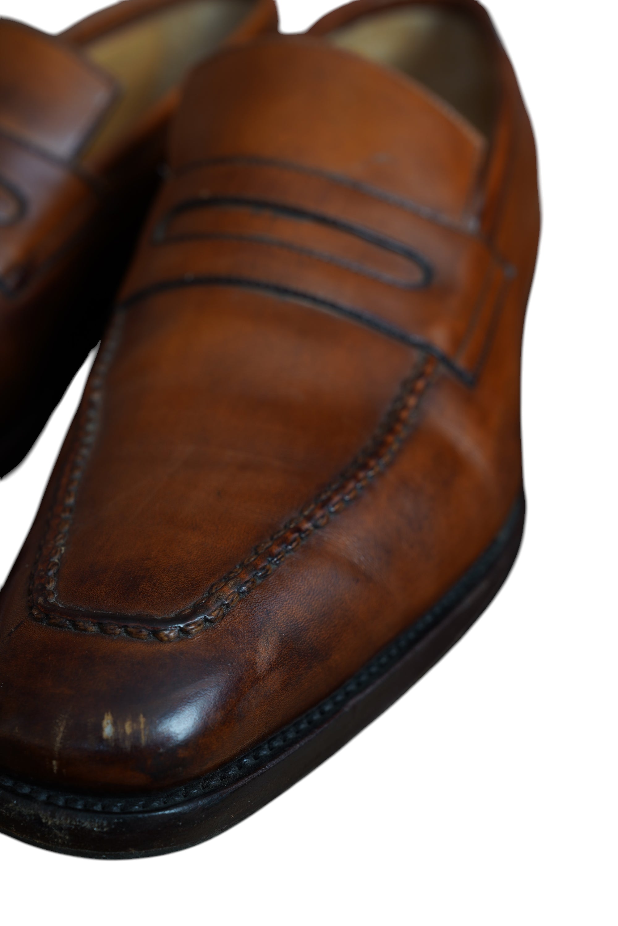 Kiton Schuh Loafer Leder braun handgefertigt Herren