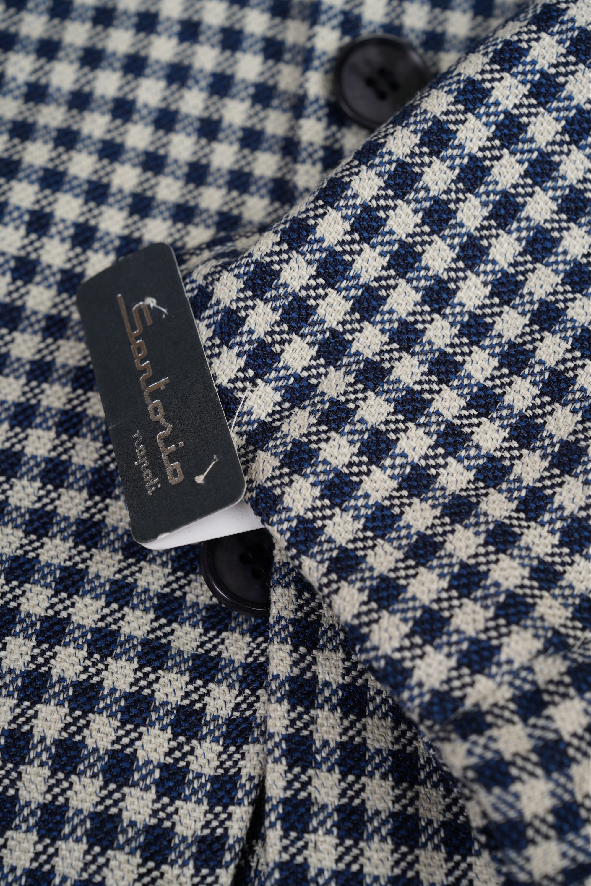 Sartorio by Kiton Jacke Blazer Seide und Leinen blau kariert