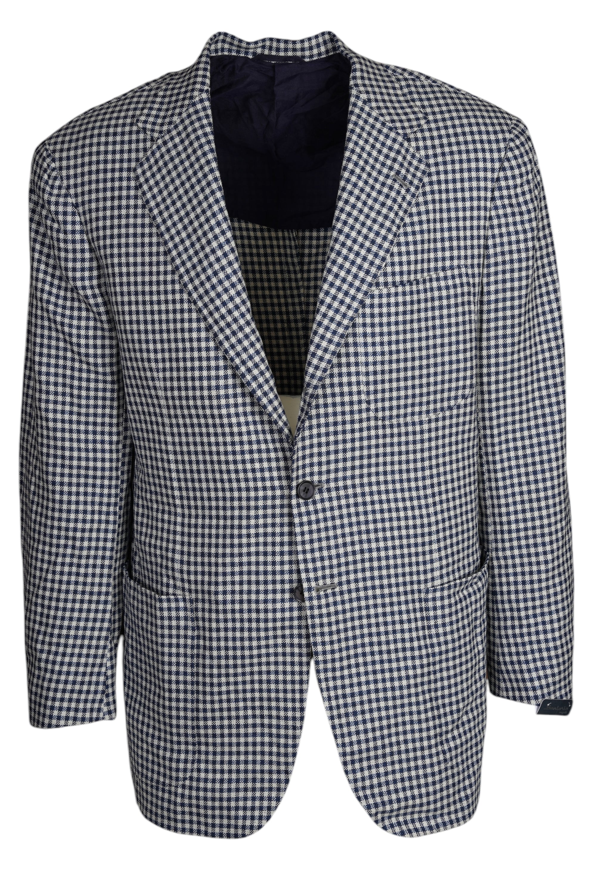 Sartorio by Kiton Jacke Blazer Seide und Leinen blau kariert