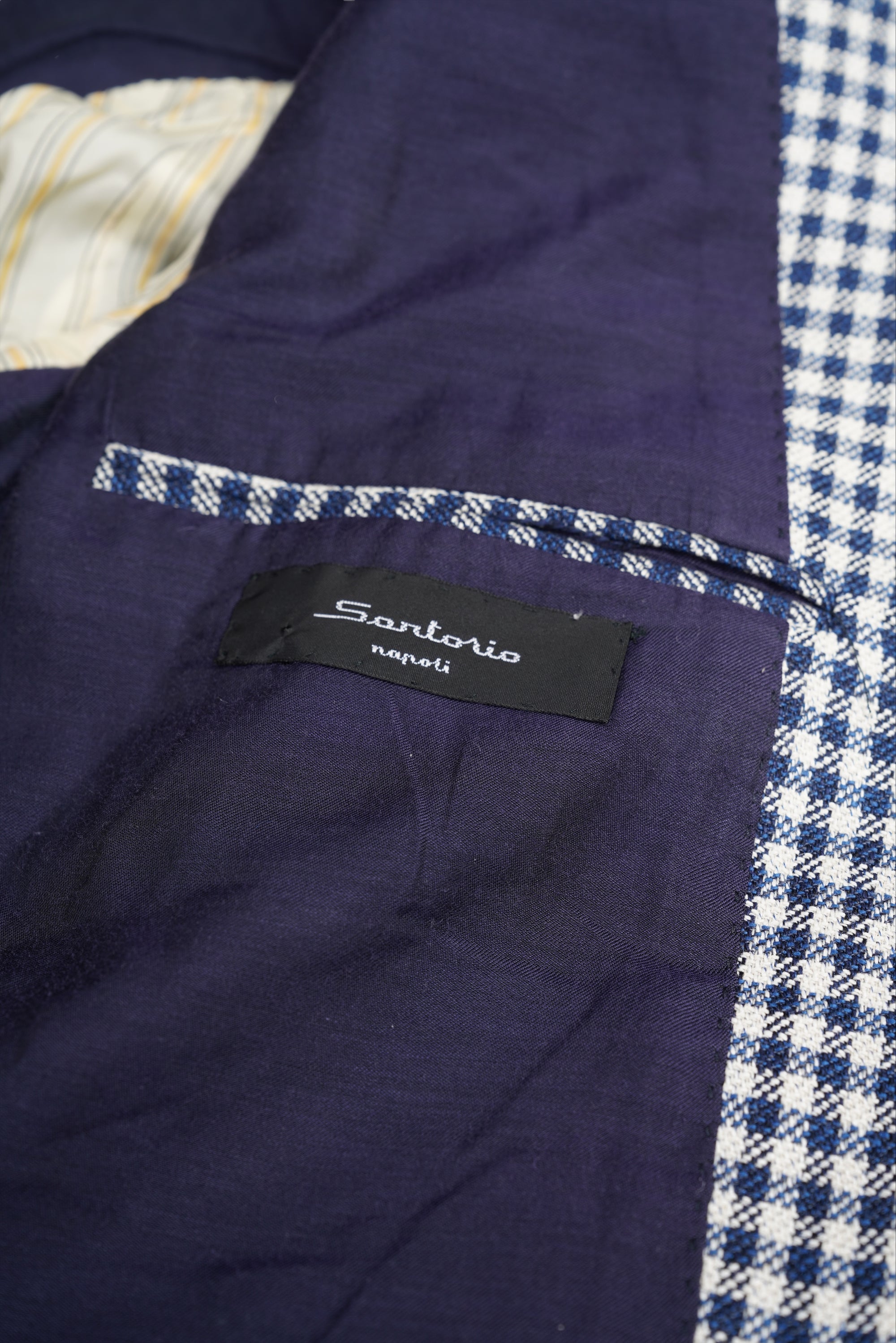 Sartorio by Kiton Jacke Blazer Seide und Leinen blau kariert