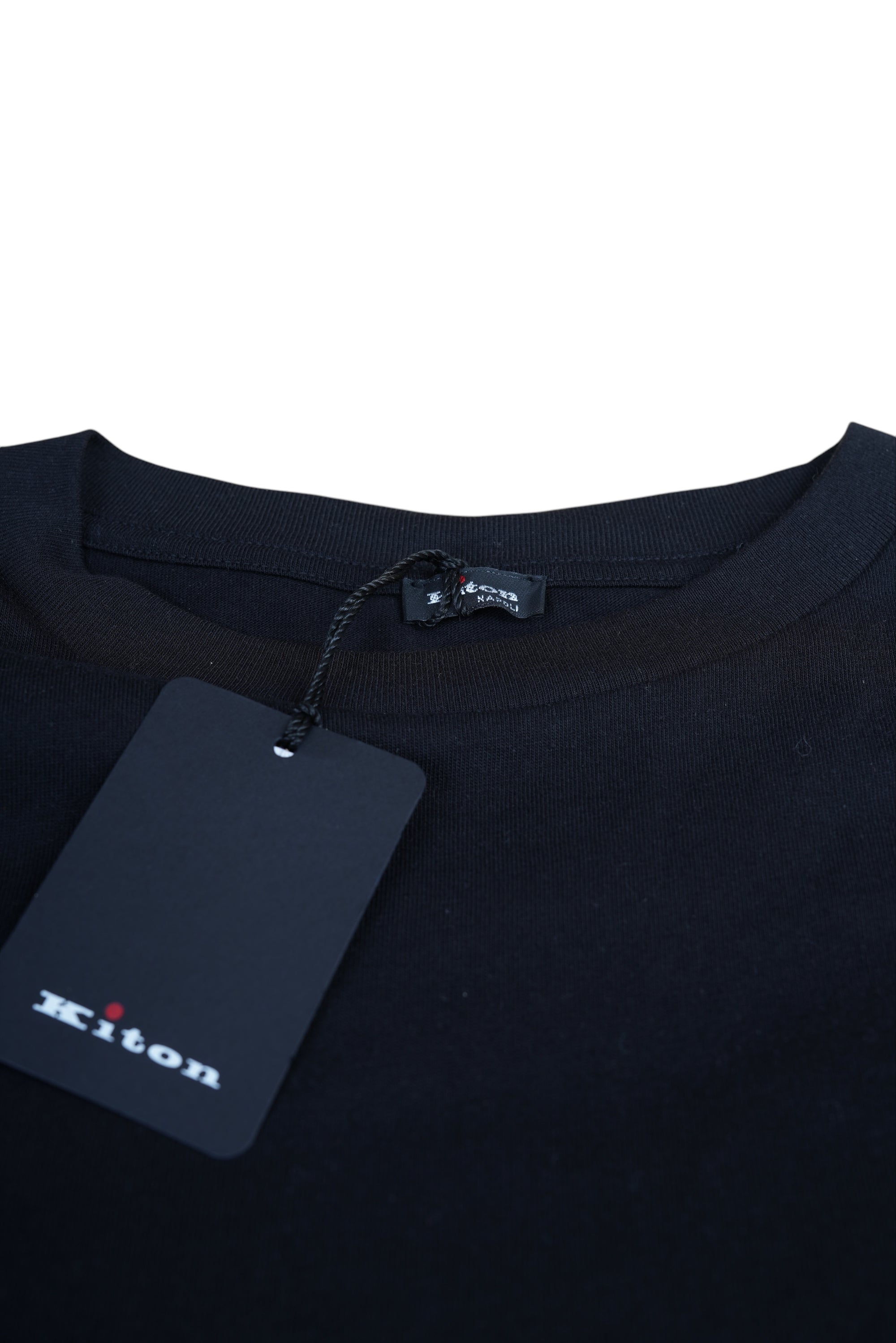 Kiton T-Shirt schwarz handgefertigt Baumwolle bestickt