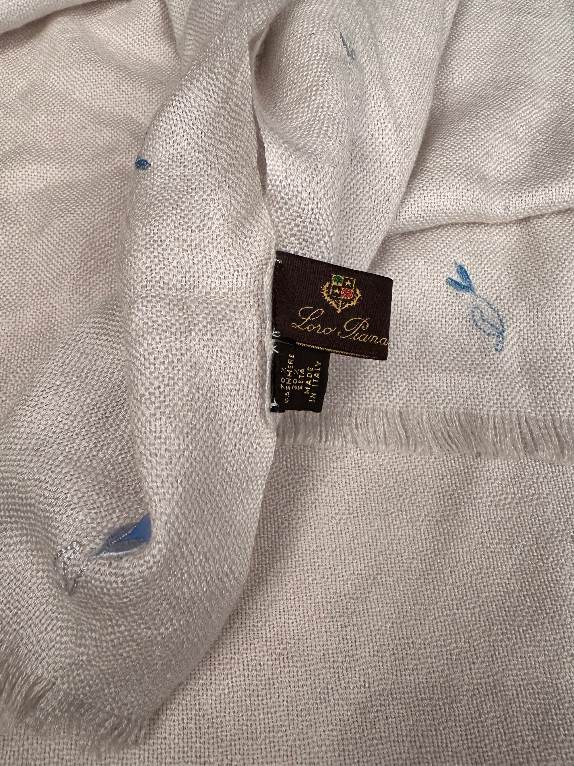 Loro Piana Echarpe d'été Etole 70* 200 Cachemire/Soie avec franges