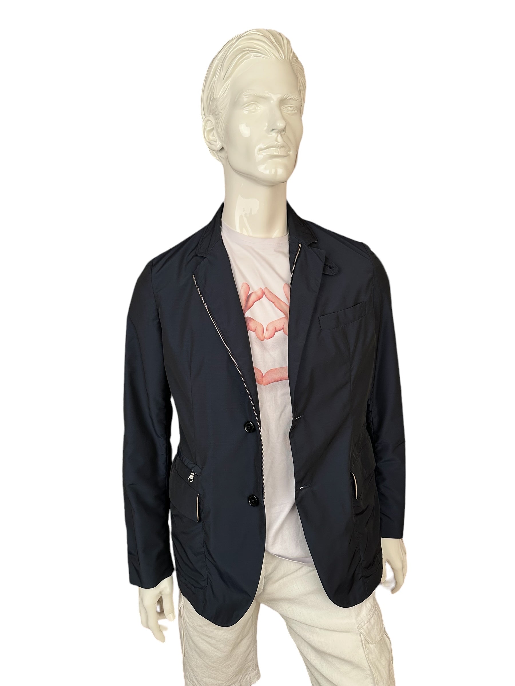 ISAIA jacket 48 S/M blue with suede