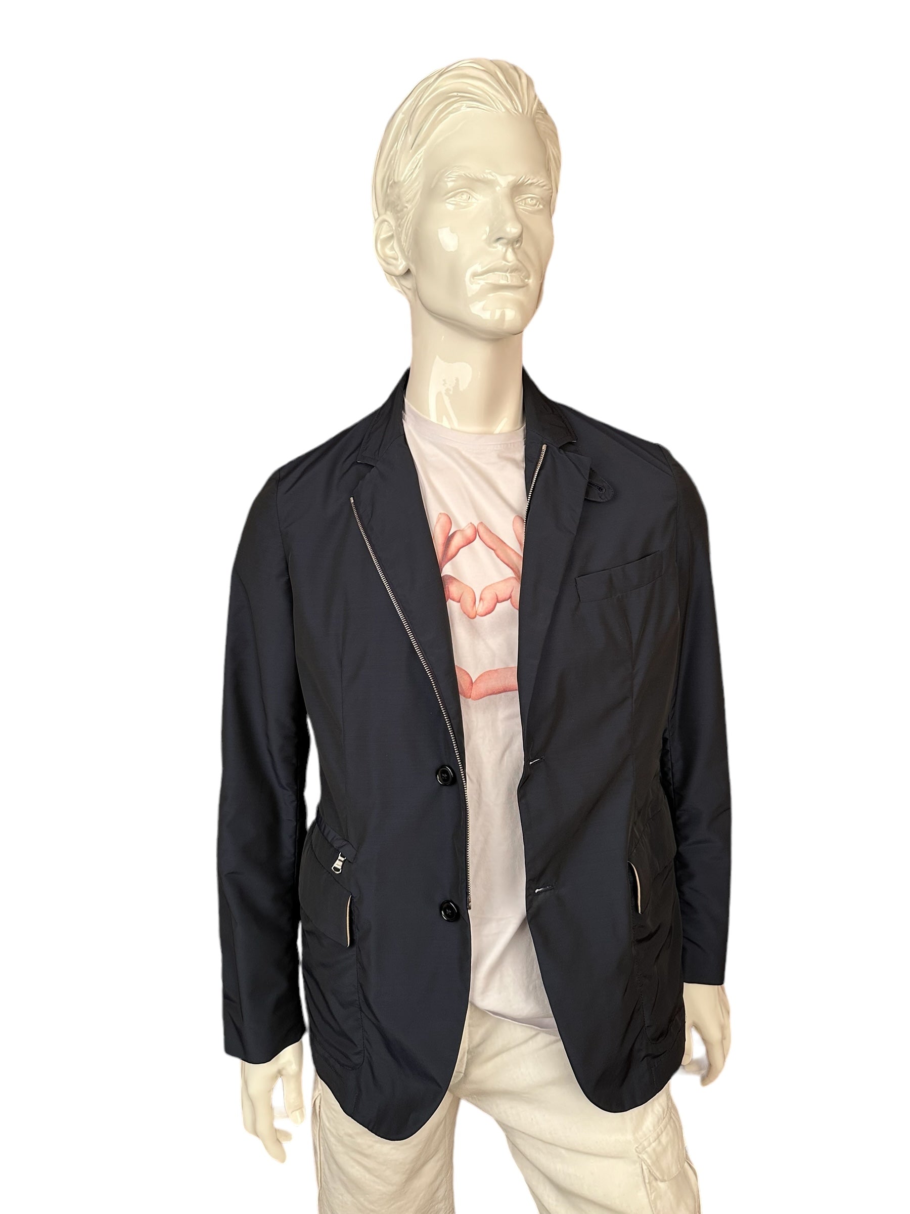 ISAIA jacket 48 S/M blue with suede