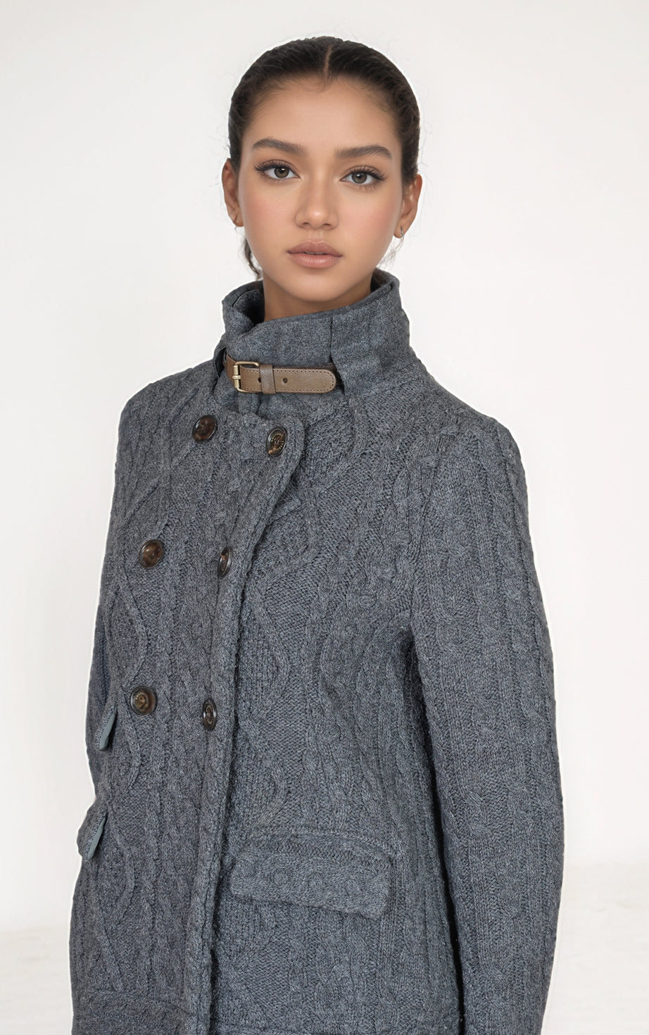 Brunello Cucinelli Caban Jacke Kurzmantel mit Kaschmir 42 (IT) (38/40 D) Damen Zopfstrick