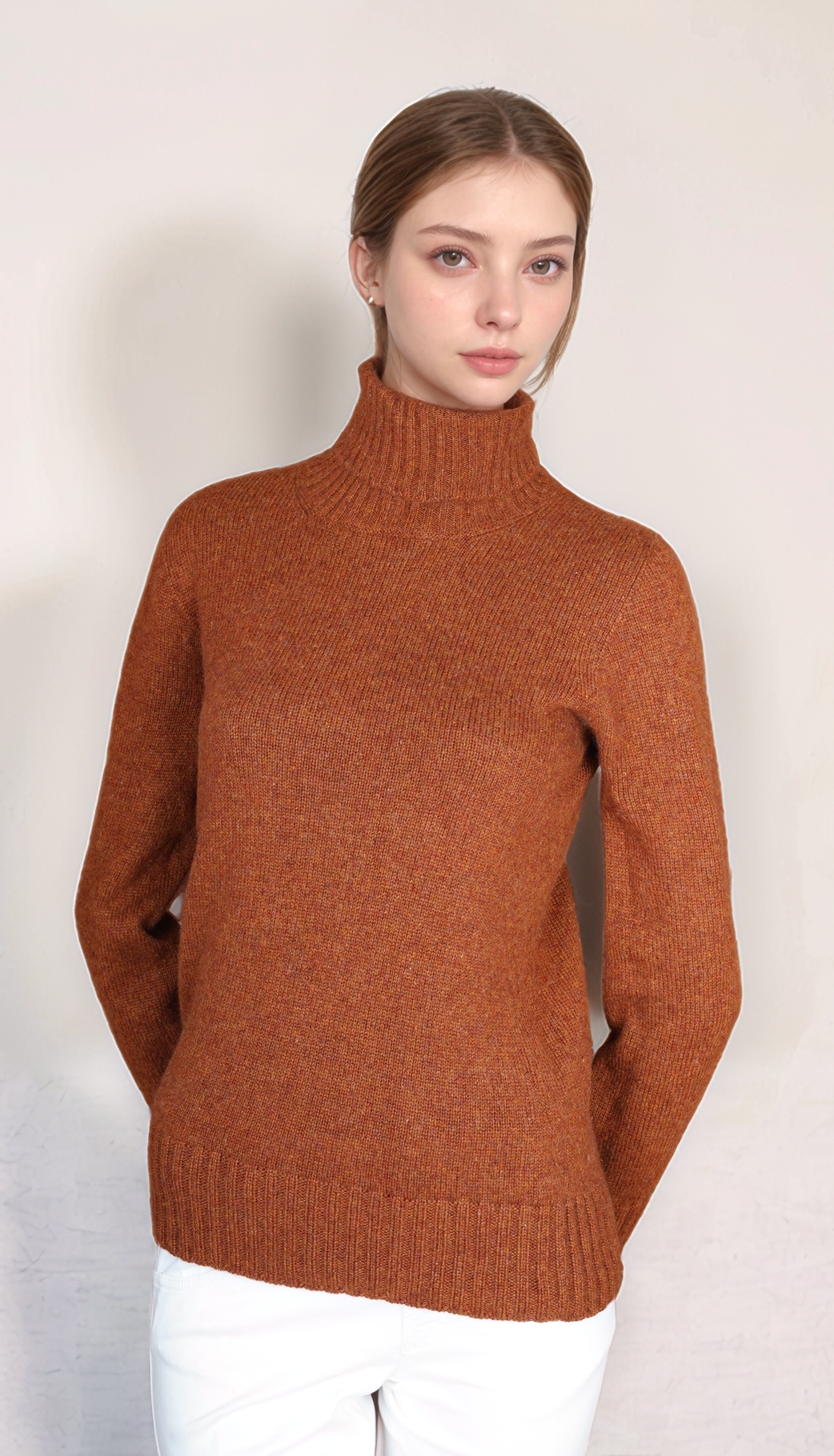 Loro Piana Pull ras du cou pour femme en baby cachemire et soie avec coutures contrastées