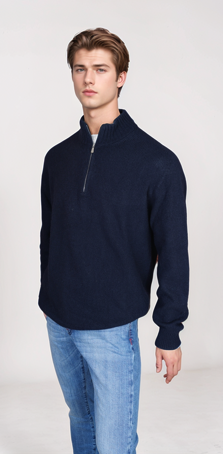 Loro Piana Strickpullover Kaschmir blau Troyer