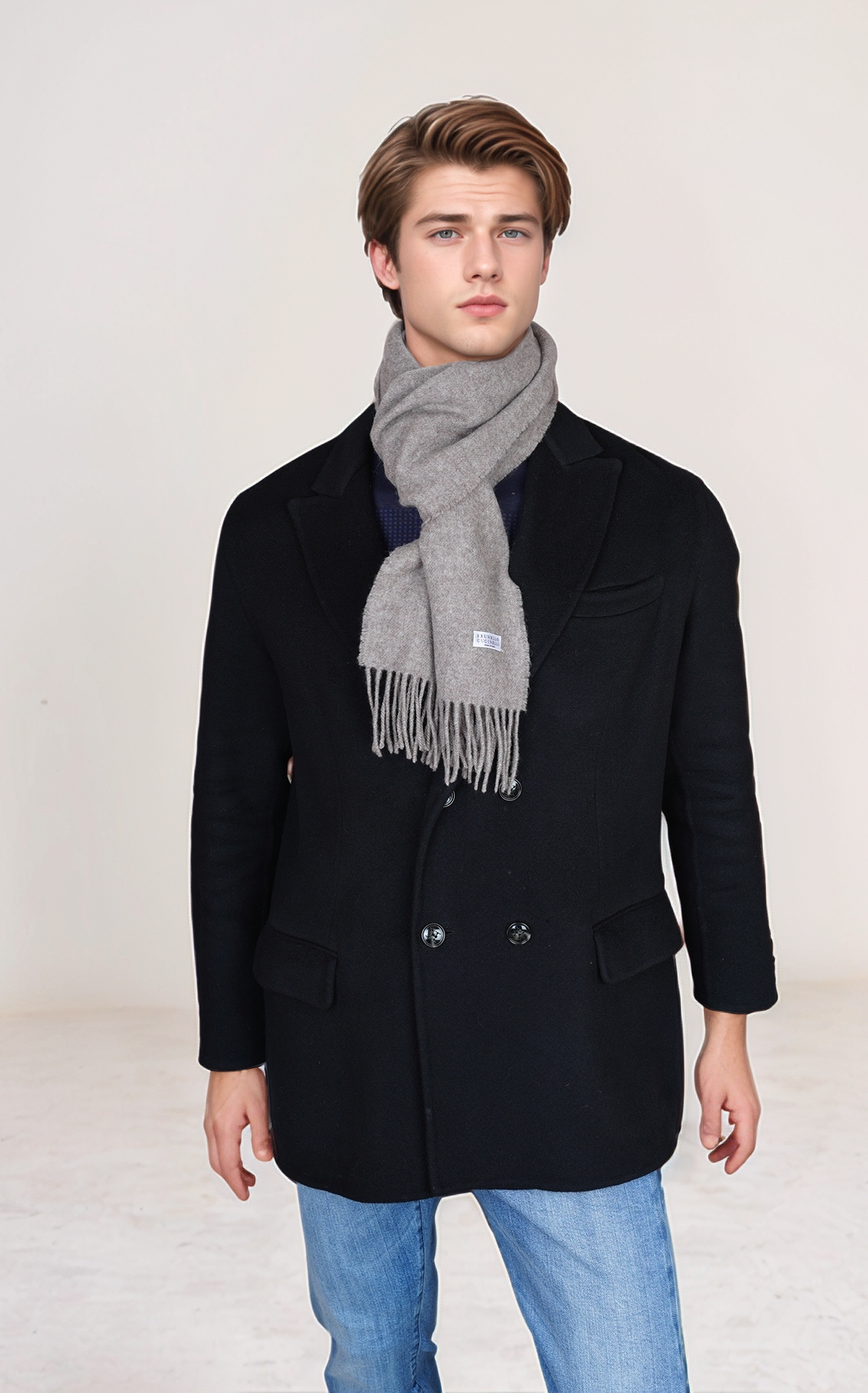Brunello Cucinelli Schal mit Fransen 31x 170 cm braun