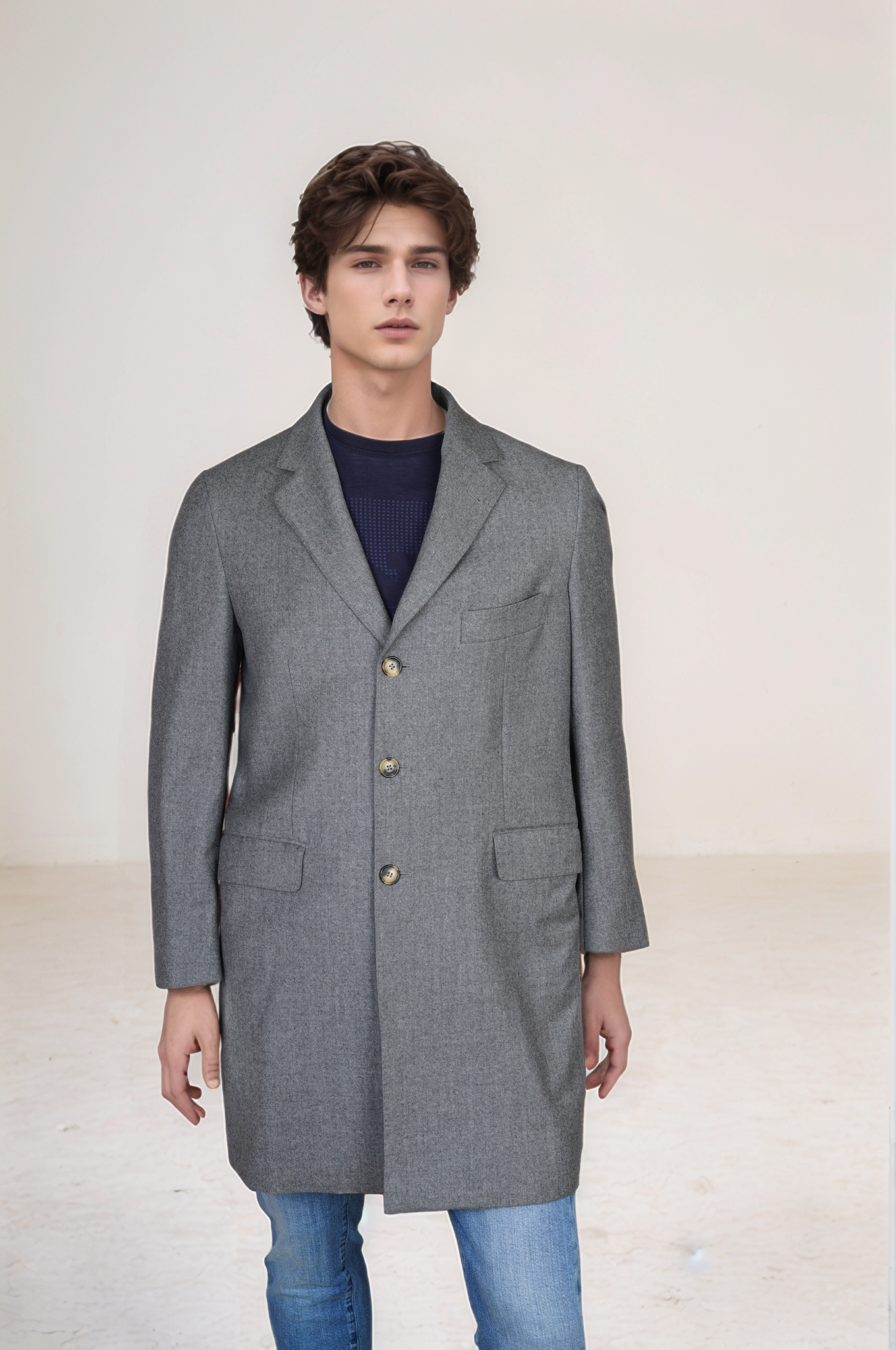 Brunello Cucinelli Mantel Einreiher grau 48 (S-M)