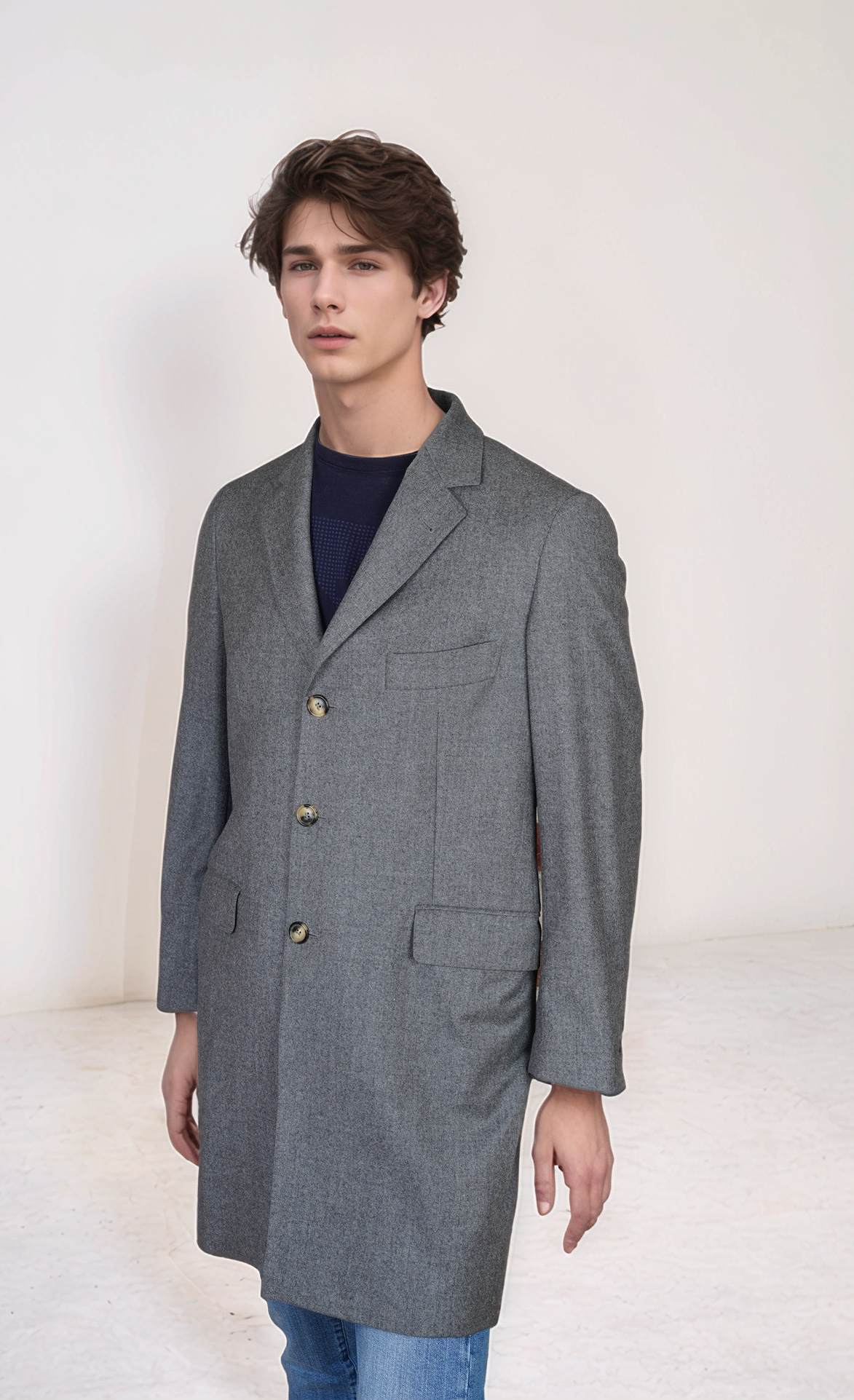 Brunello Cucinelli Mantel Einreiher grau 48 (S-M)