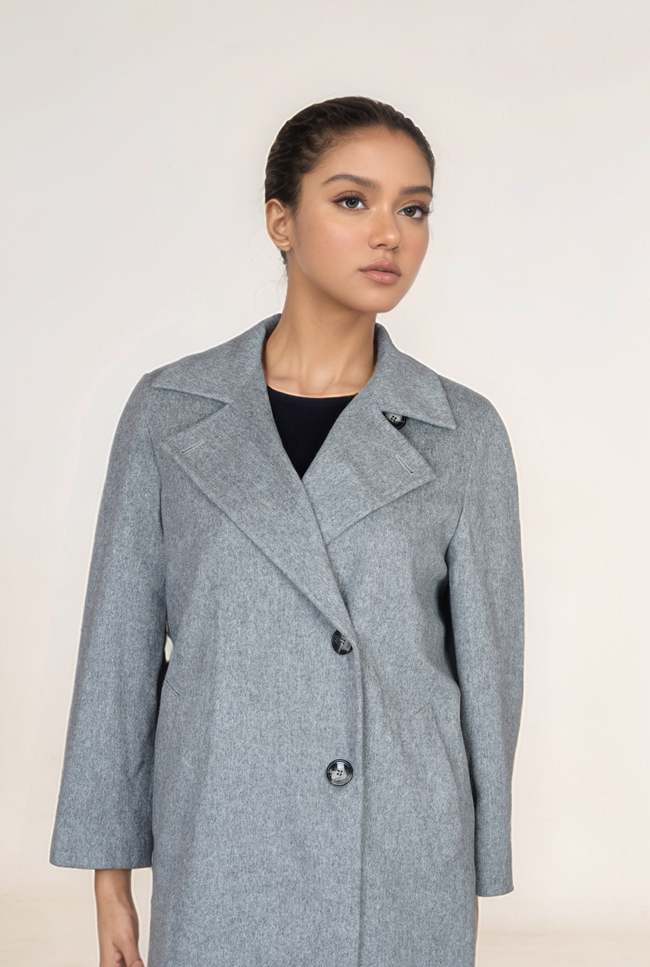 Loro Piana Mantel Damen Wolle New Wool grau Einreiher 38 (M- L)