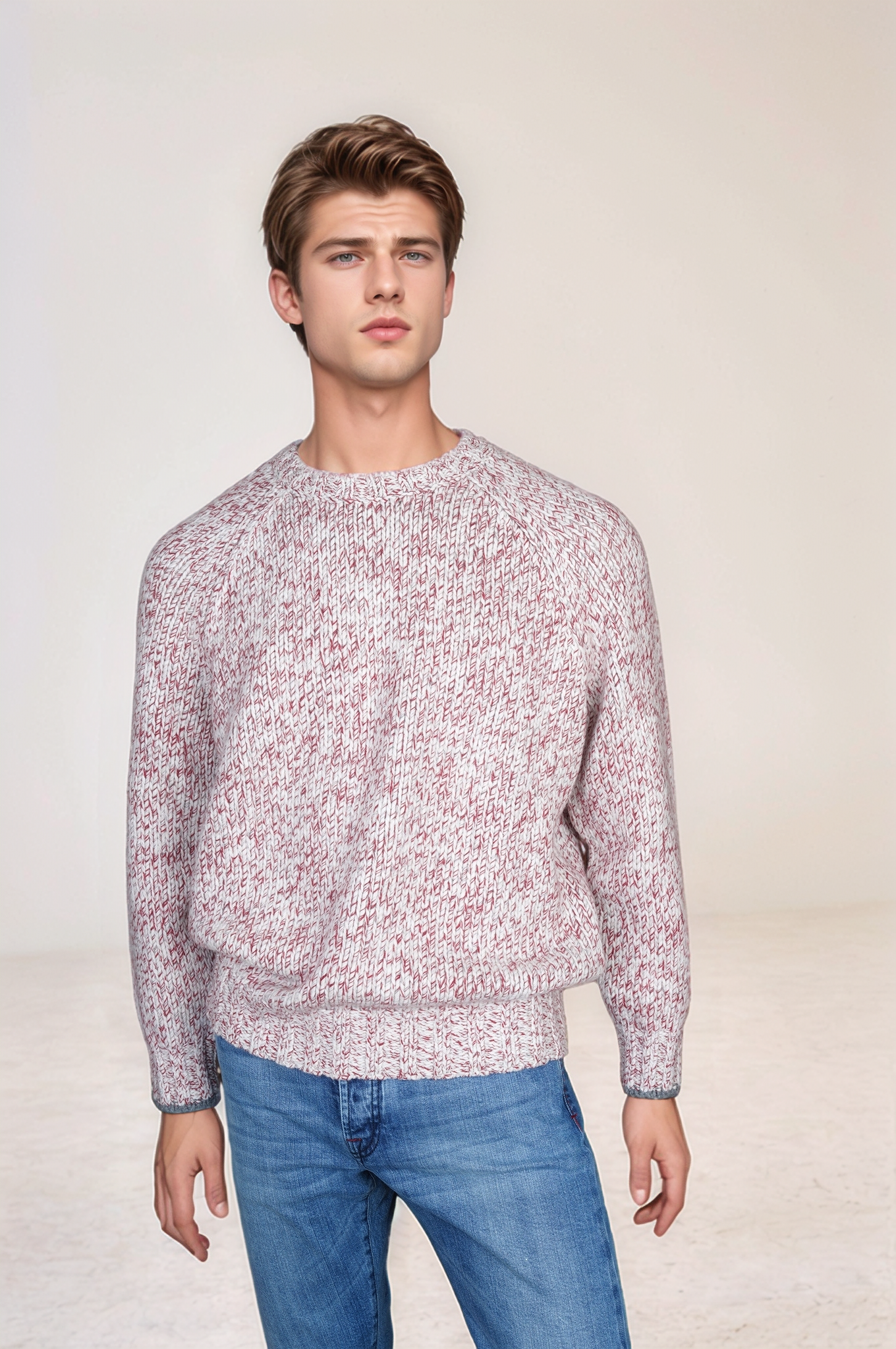 Brunello Cucinelli dicker Strickpullover aus Wolle mit Kaschmir und Seide Rundhals