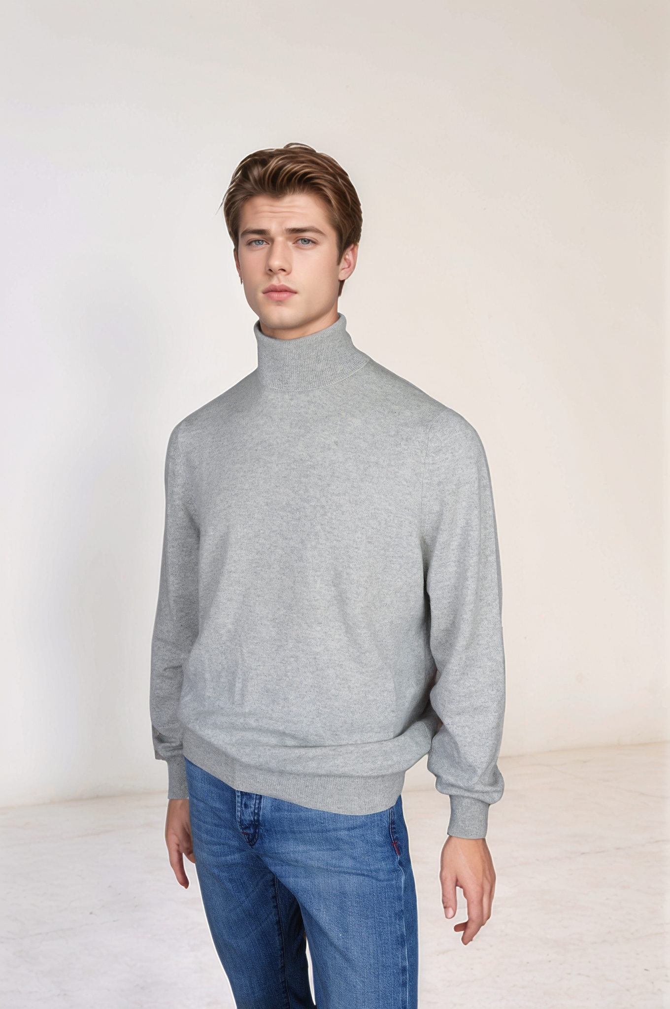 Brunello Cucinelli Kaschmir Rollkragenpullover Turtleneck grau 56