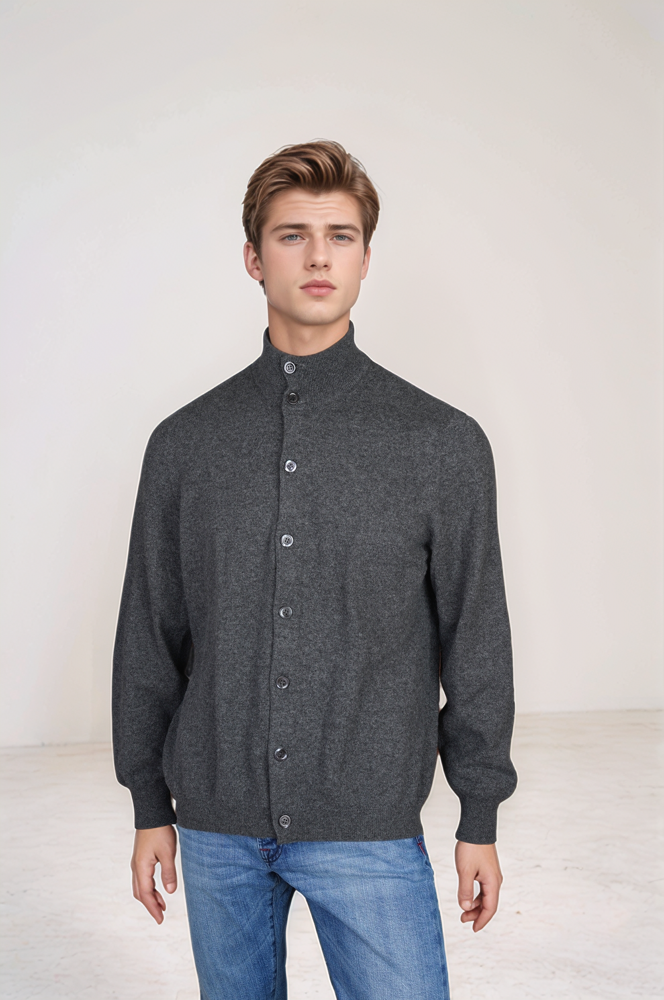 Brunello Cucinelli Strickjacke Cardigan Kaschmir Perlmuttknöpfe XL grau