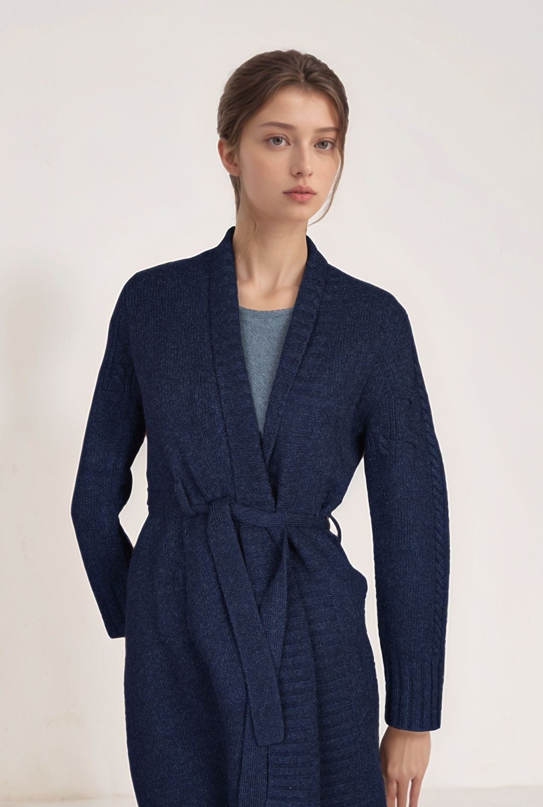 Lanificio Colombo Damen Strickjacke Cardigan Strickkleid Wolle blau