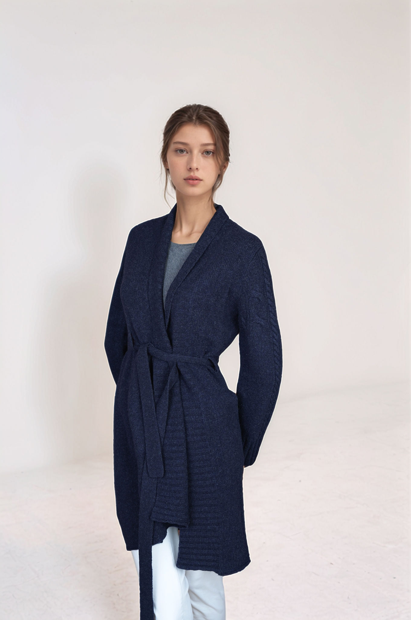 Lanificio Colombo Damen Strickjacke Cardigan Strickkleid Wolle blau