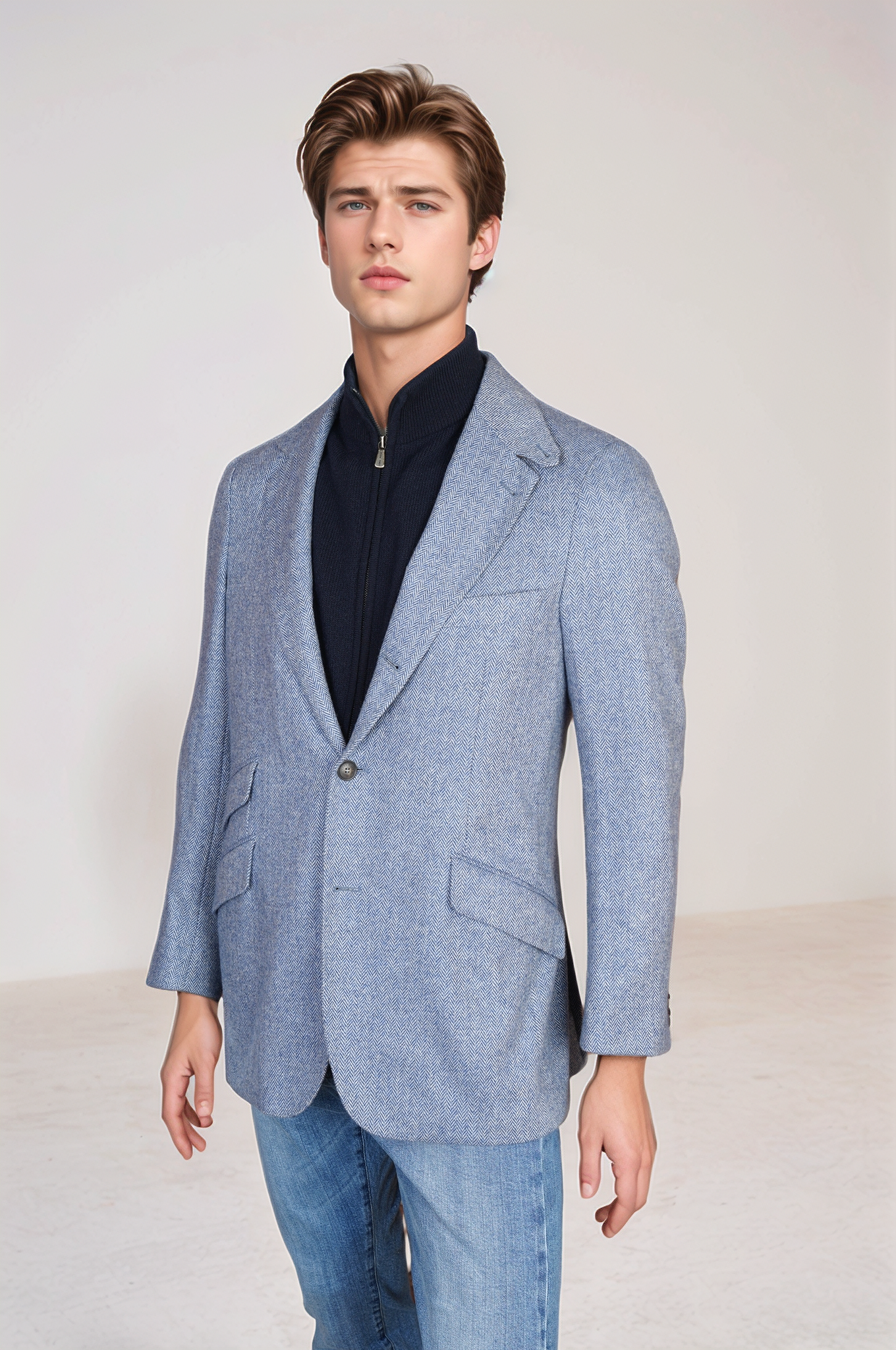 Loro Piana Sakko Blazer Herren Kaschmirmischung mit Weste S-M