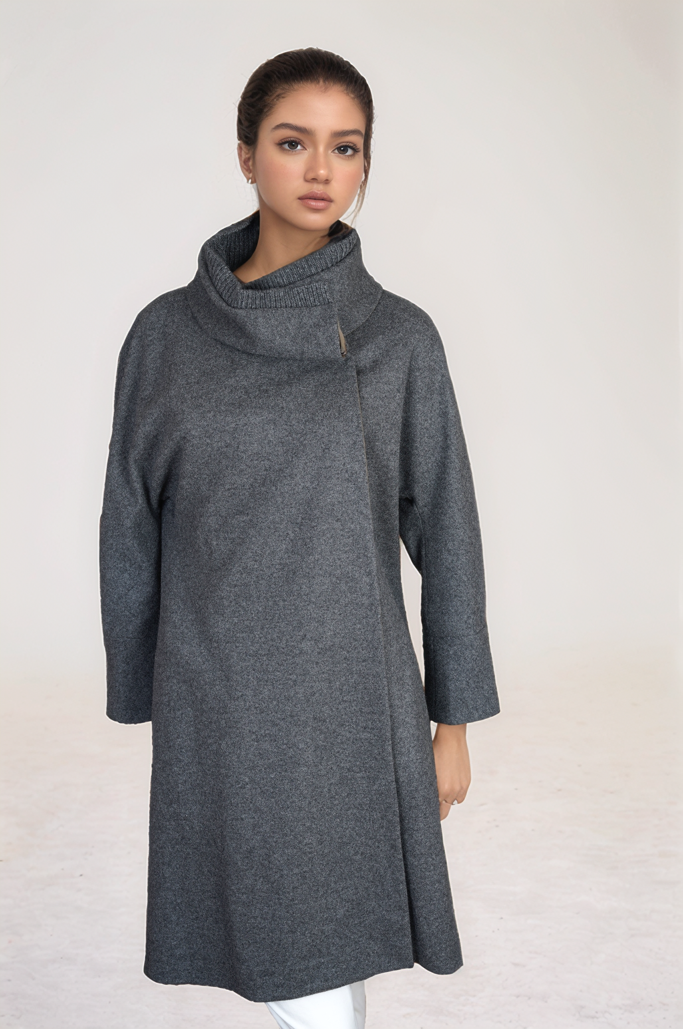 Brunello Cucinelli Mantel Damen Kaschmir Seide Wolle grau