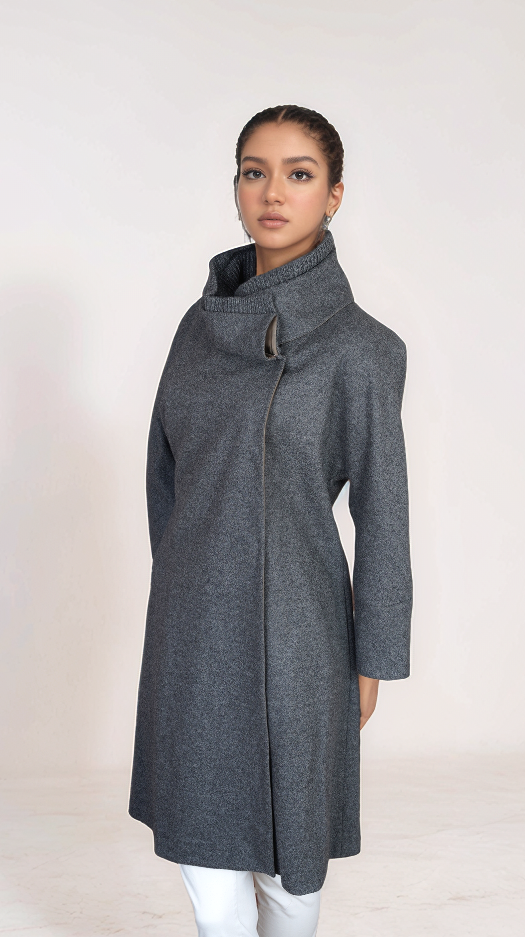 Brunello Cucinelli Mantel Damen Kaschmir Seide Wolle grau