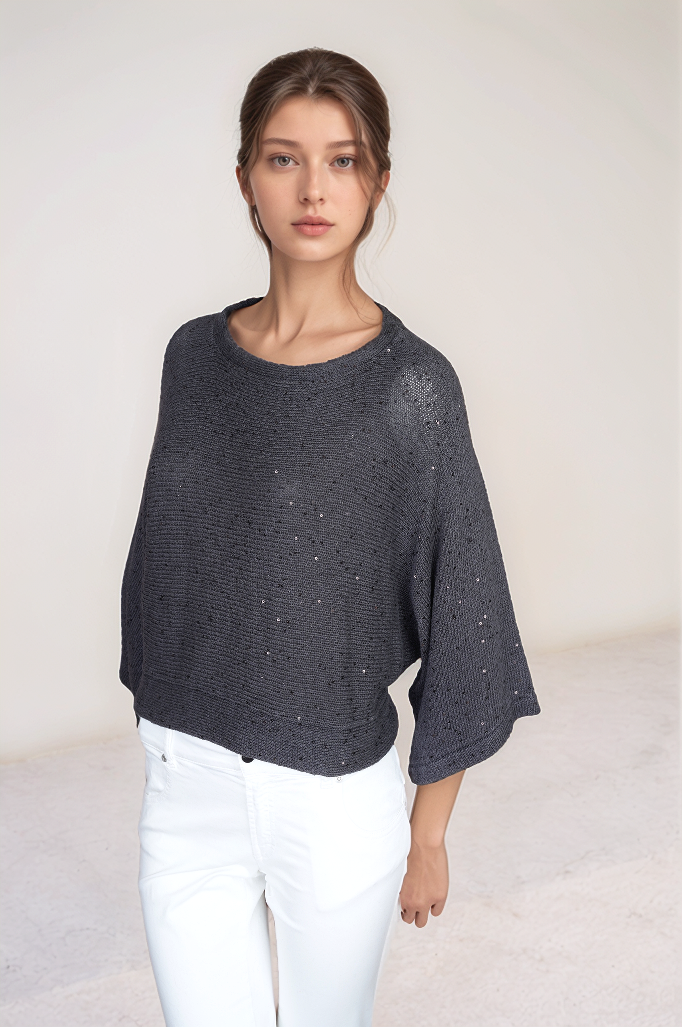 Brunello Cucinelli Pullover Strick Dazzling Leinen und Seide Damen kurzarm