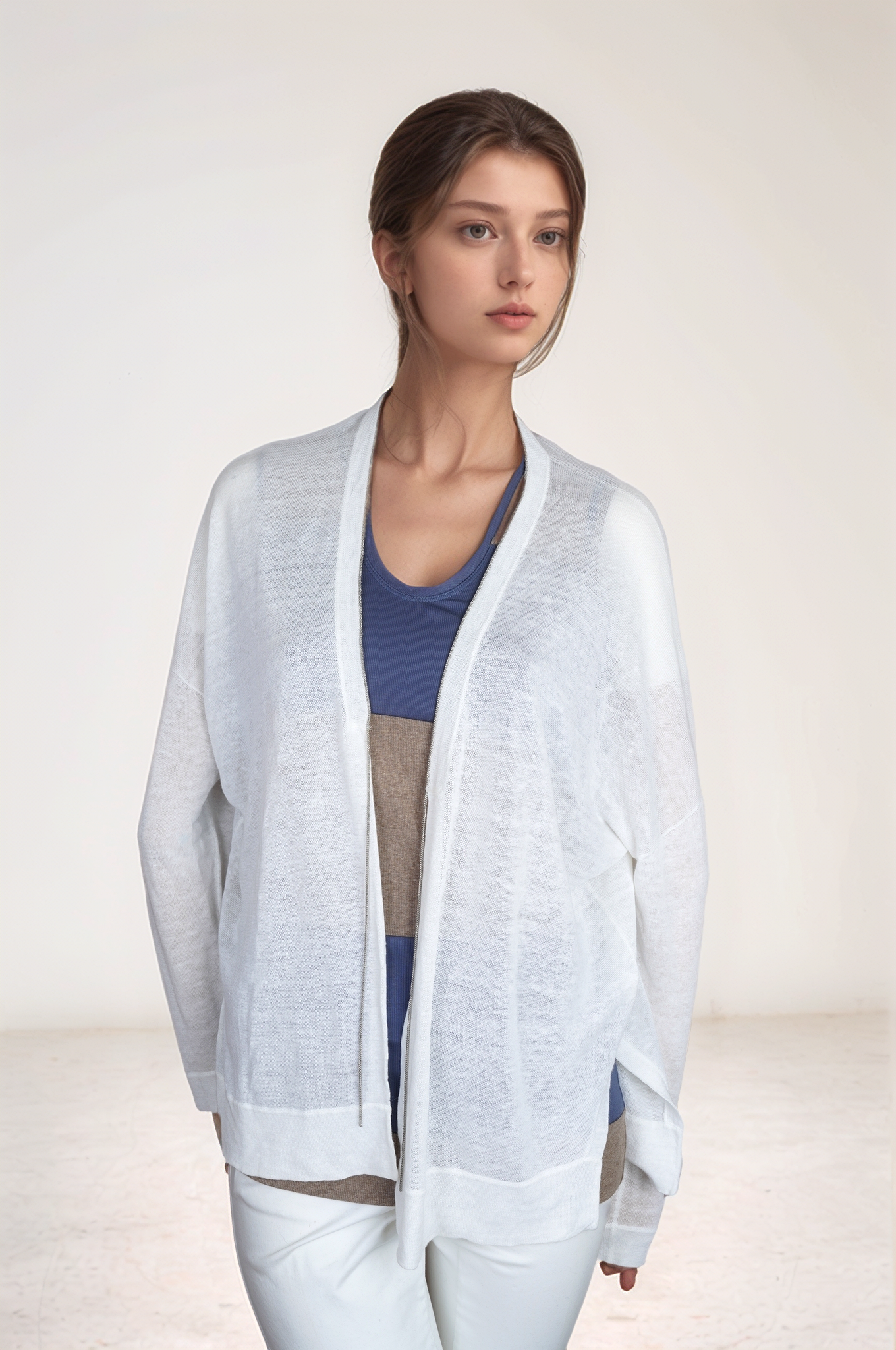 Brunello Cucinelli Cardigan Jacket Ladies Linen/ Silk Dazzling