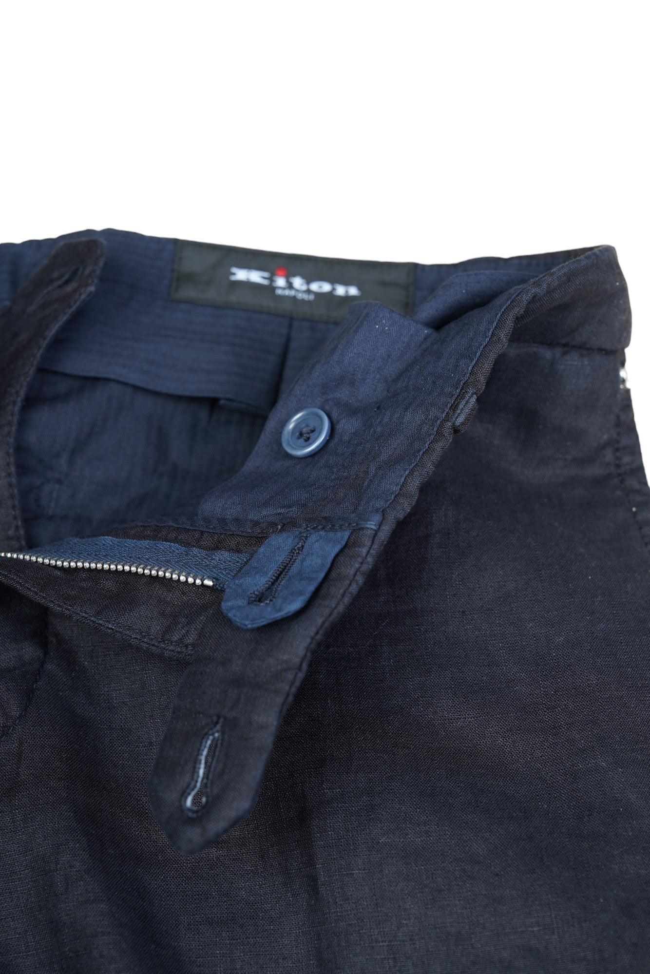 Kiton Leinenhose schwarz neu 50 (34/35) mit Stoff zum Auslassen