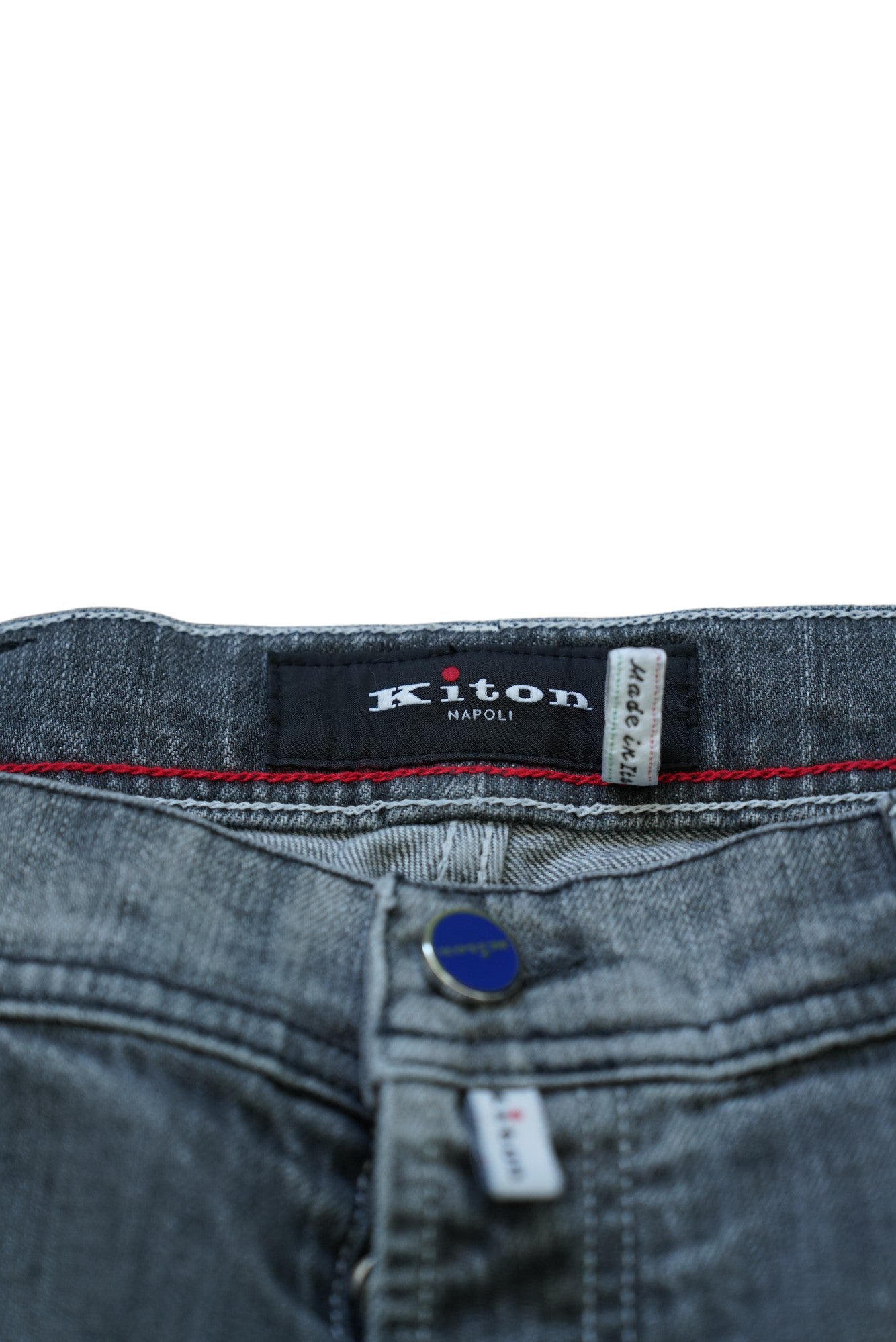 Kiton Jeans grau light washed Japan Denim destroyed Details