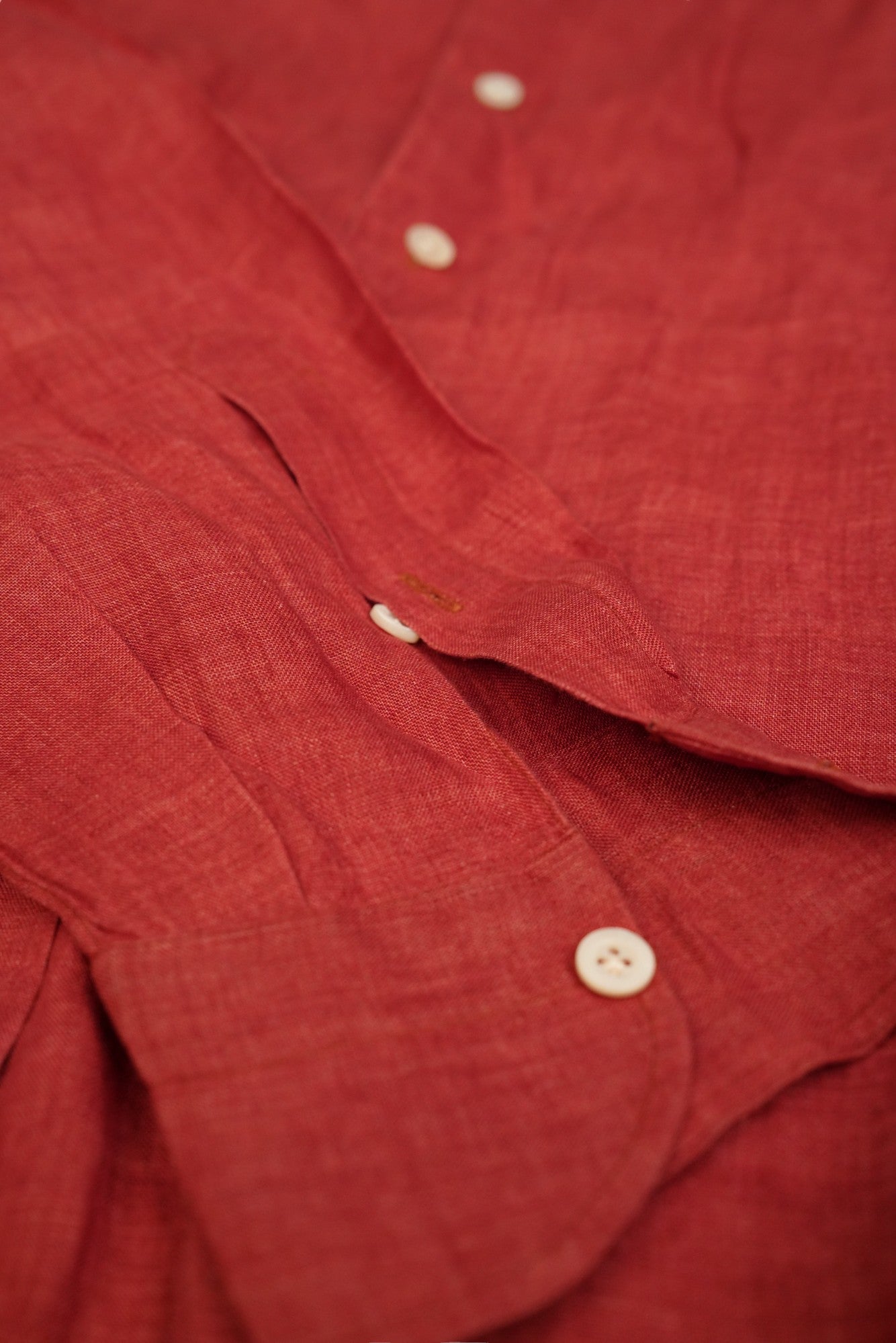 Isaia shirt linen red summer new 40