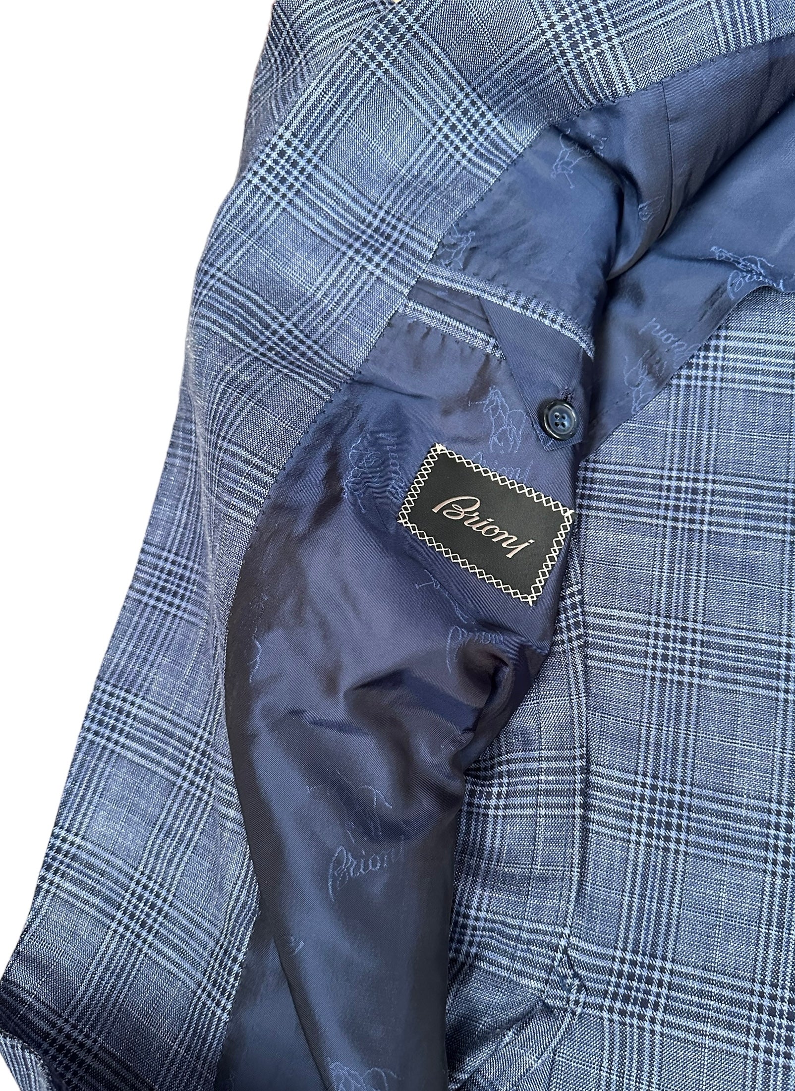 Brioni Veste Blazer bleu 52 nouveau Veste d&#39;été soie/lin